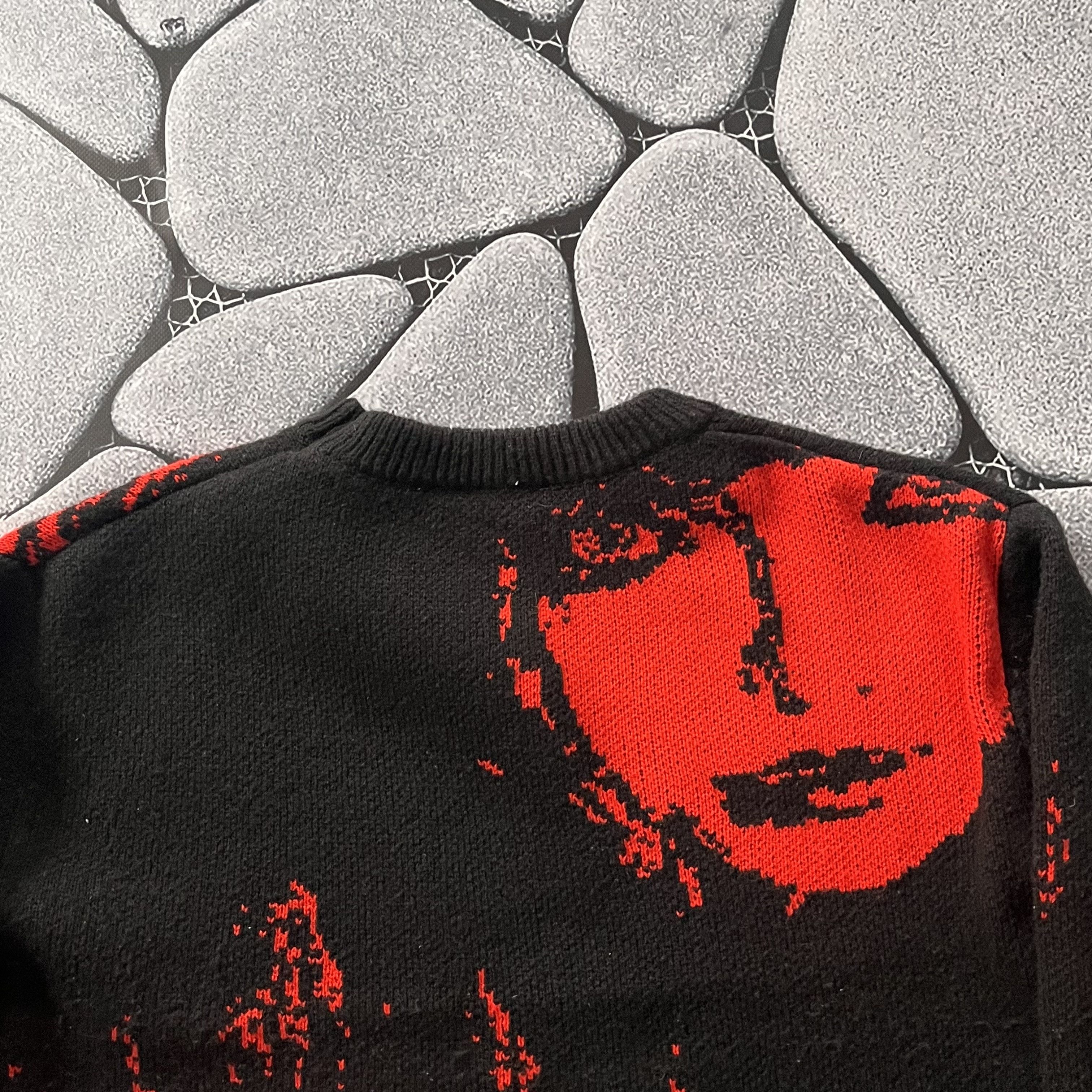 Other VINTAGE GOTHIC FACE PRINT SWEATER KNIT RED BLACK GRAPHIC Size US M / EU 48-50 / 2 - 5 Thumbnail