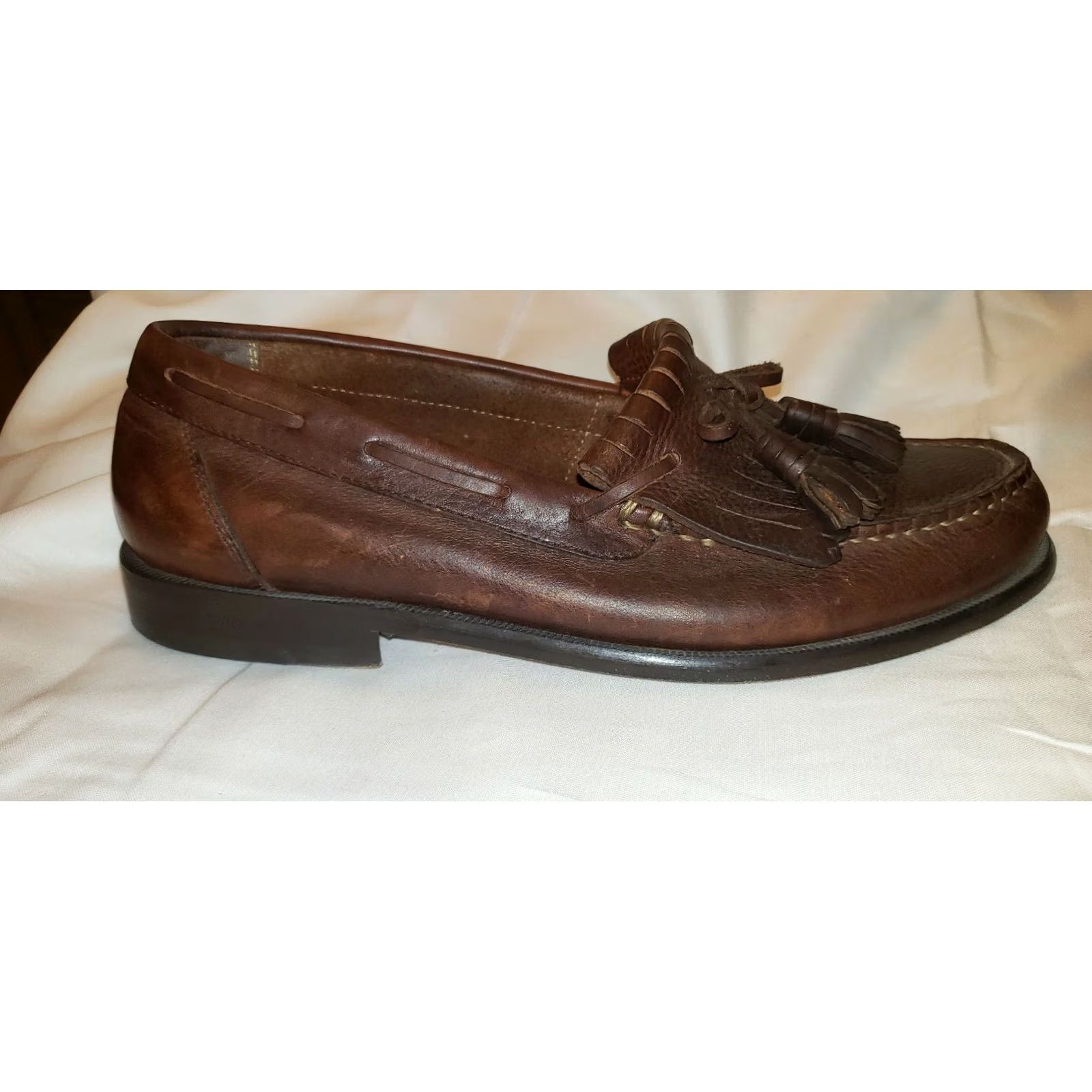 Vintage Bert Pulitizer Mens Loafers Brown Slip On 9D Tassels Leather Classic Casual Vintage No Size US 7 / EU 40 - 4 Thumbnail
