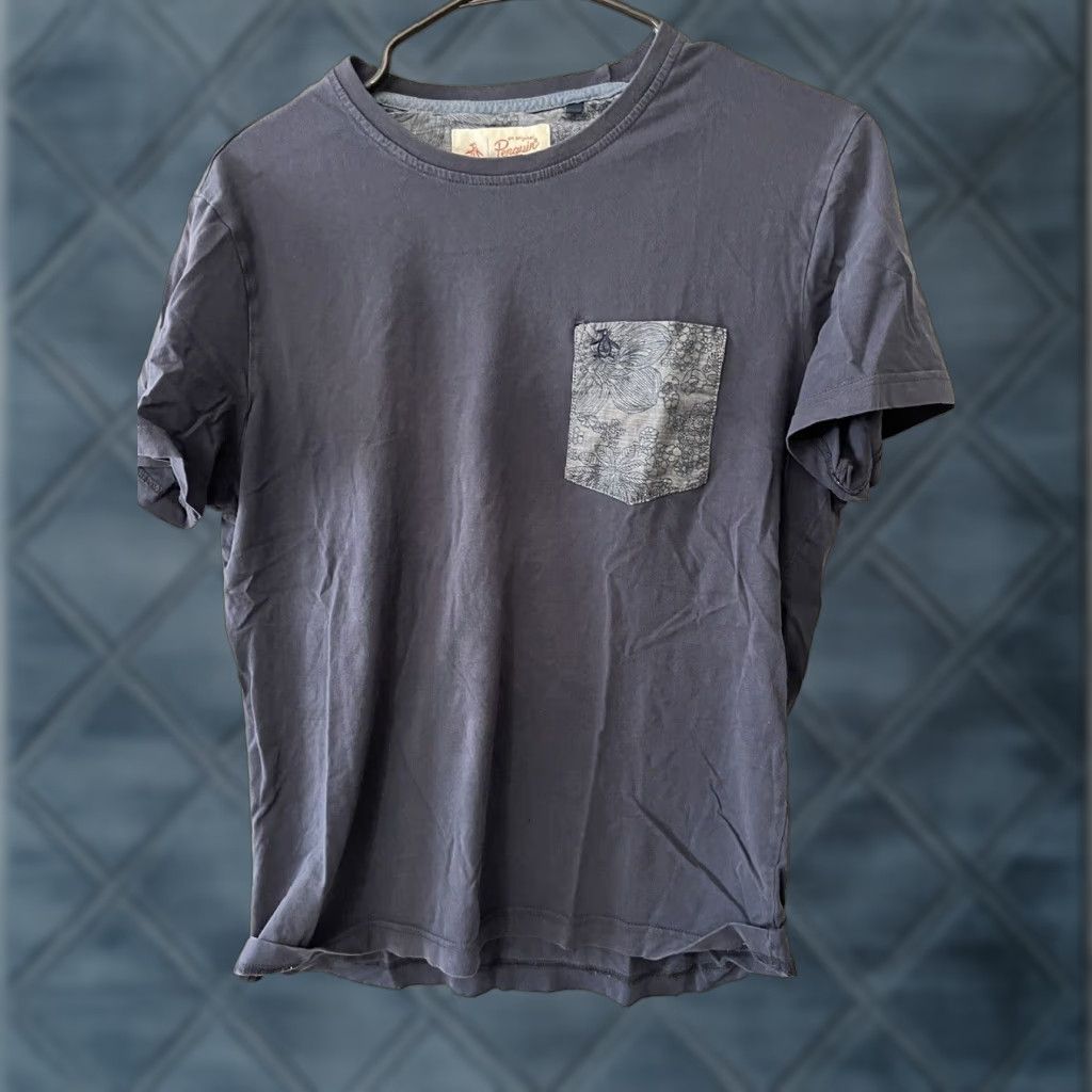 Logo 7 Penguin Men's Medium Blue Crew Neck Pocket T-Shirt Casual Logo Solid Size US M / EU 48-50 / 2 - 1 Thumbnail