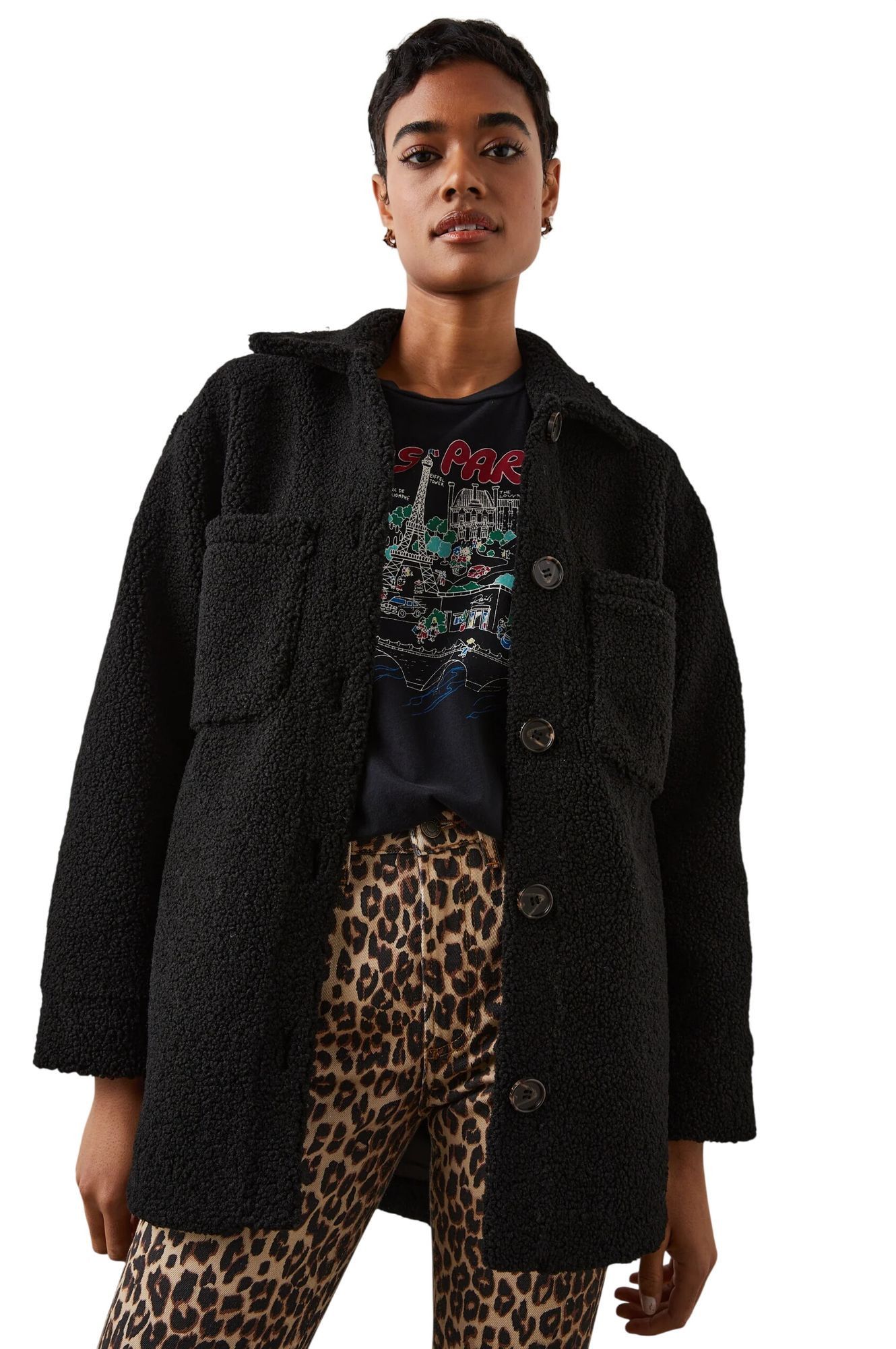 Rails Rails Connie Button Front Black Teddy Womens Size Medium MRS Size M / US 6-8 / IT 42-44 - 1 Thumbnail