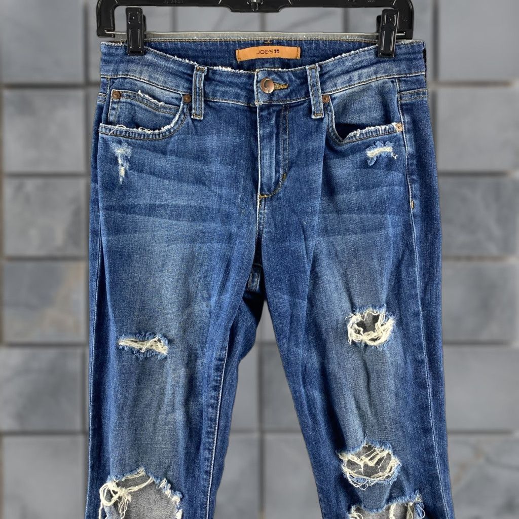 Vintage Joe's Jeans Womens Jeans 27 Blue Mid-Rise Skinny Distressed Denim 5-Pocket Womens Size 27" / US 4 / IT 40 - 1 Thumbnail