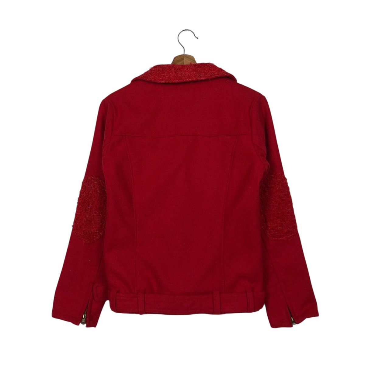 Japanese Brand Frantic Candy Red Wool Moto Jacket with Belt Issey Miyake Size M / US 6-8 / IT 42-44 - 9 Thumbnail