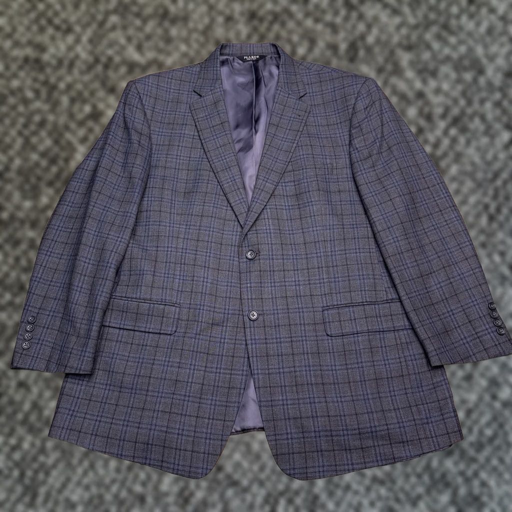 Jos. A. Bank Jos. A. Bank Signature Blazer 46R Gray Plaid Sport Coat Blazer Men Regular Wool Notch Lapel Double-Vented 2-Button Front Dry Clean Only Size 46R - 1 Thumbnail