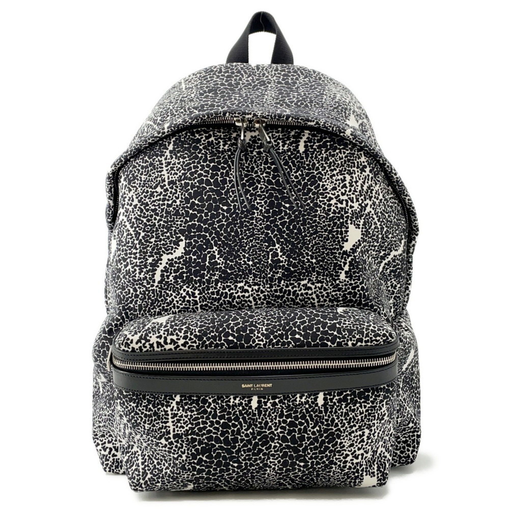 Yves Saint Laurent Paris Classic Hunter Cat Backpack 326865 Black White Canvas Saint Laurent Backpack Classic Hunter Baby Cat Canvas 326865  main image 4