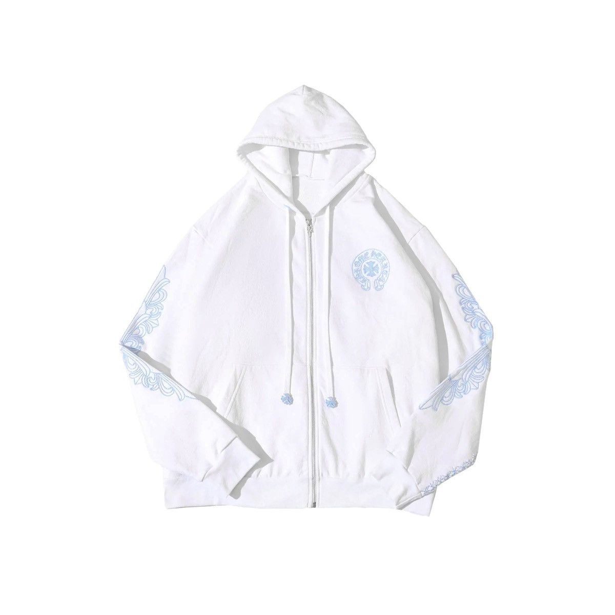 Chrome Hearts Chrome HeartsBeaded Horseshoe White Zip Up Hoodie Size US L / EU 52-54 / 3 - 5 Thumbnail