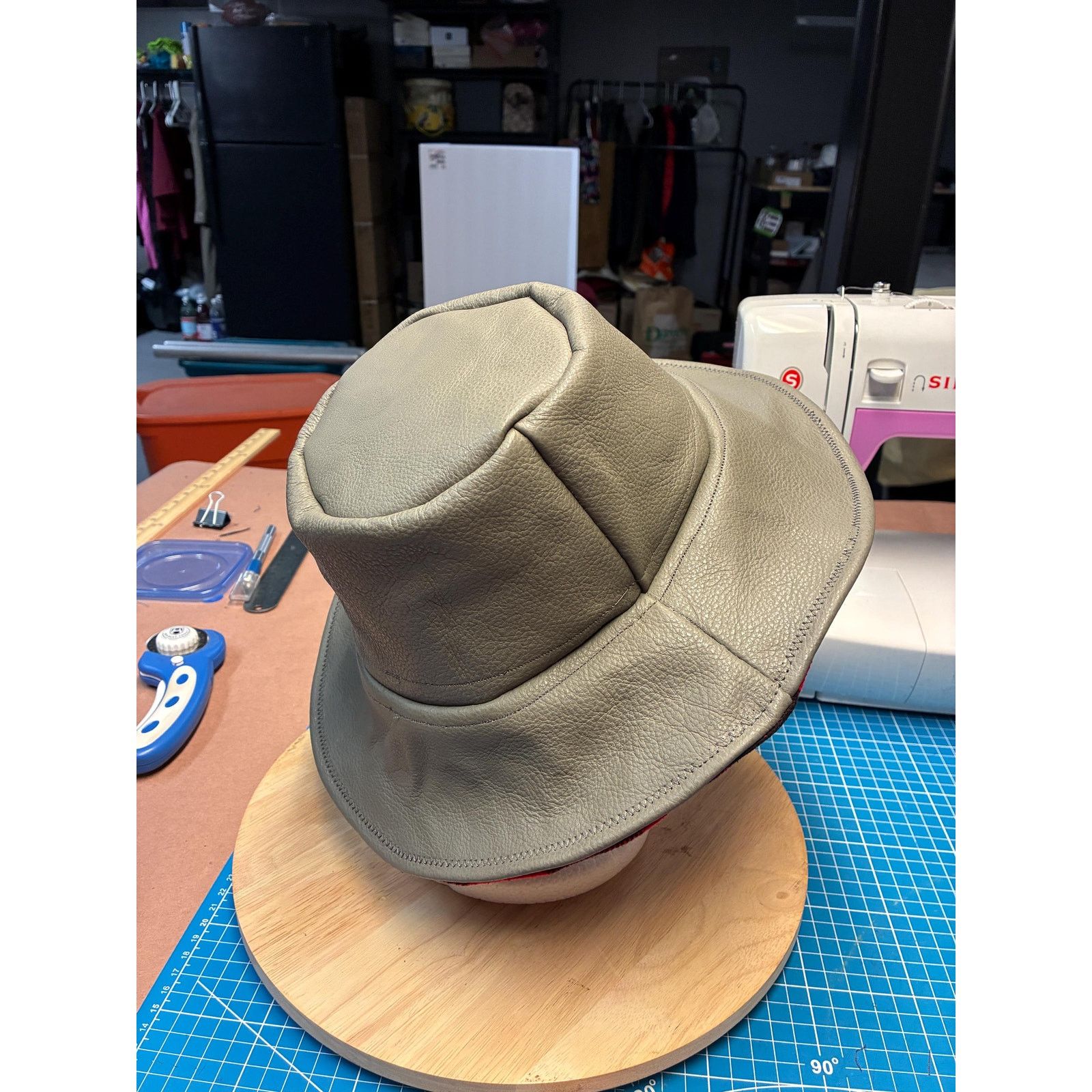 Other The Gray — Upcycled Top Grain Leather Bucket Hat, Large 23" Size ONE SIZE - 5 Thumbnail