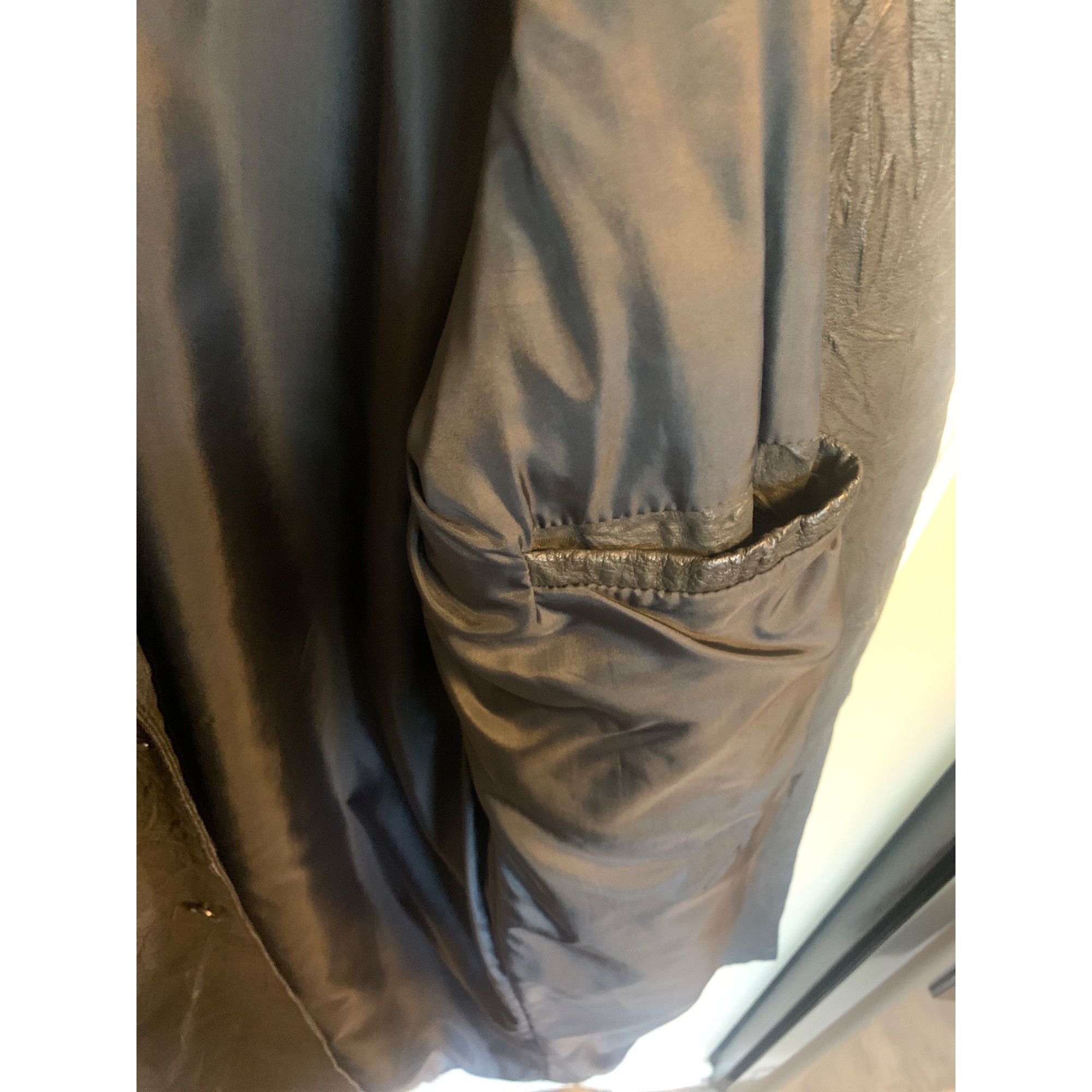Vintage Canadian Made Men's Black Crinkled Leather Duster Buster Size US S / EU 44-46 / 1 - 9 Thumbnail