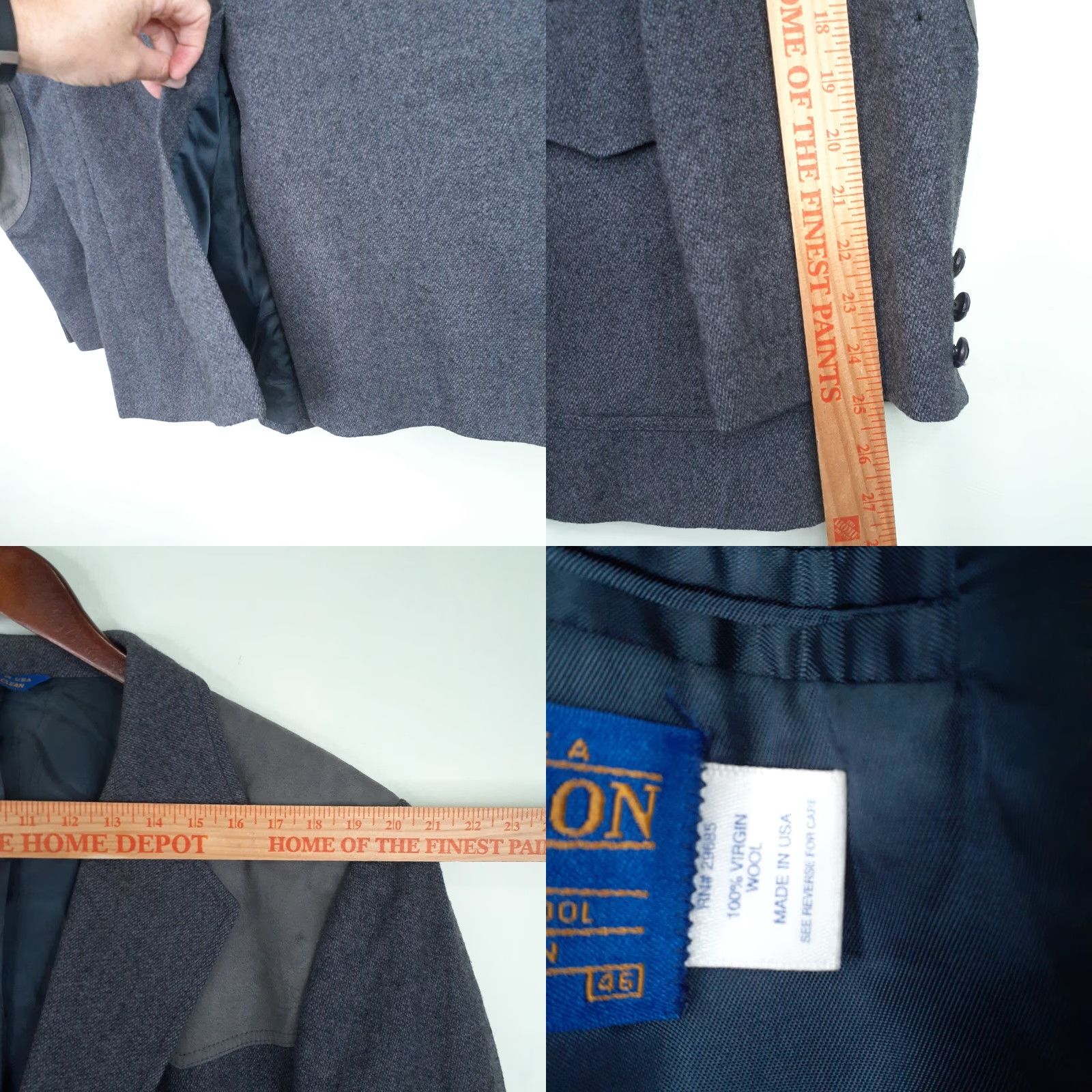 Pendleton VINTAGE Pendleton Blazer Jacket Sport Coat Mens 46 Gray Wool Elbow Patches Western Size 46R - 9 Thumbnail