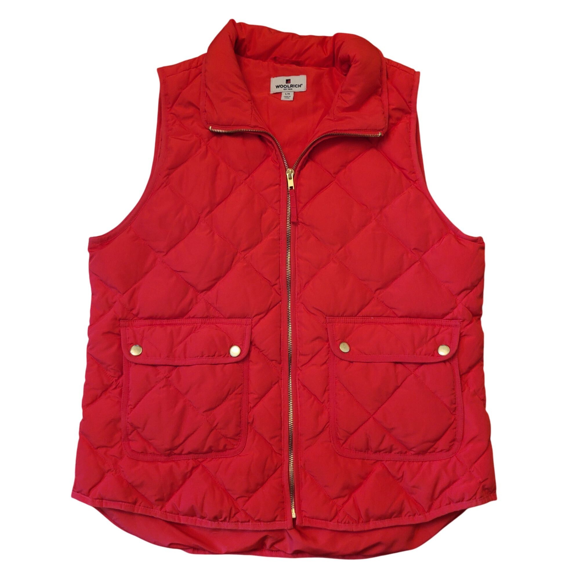 Woolrich Woolen Mills Woolrich L Poppy Red Quilted Puffer Down Vest Winter Layerin Size L / US 10 / IT 46 - 2 Thumbnail