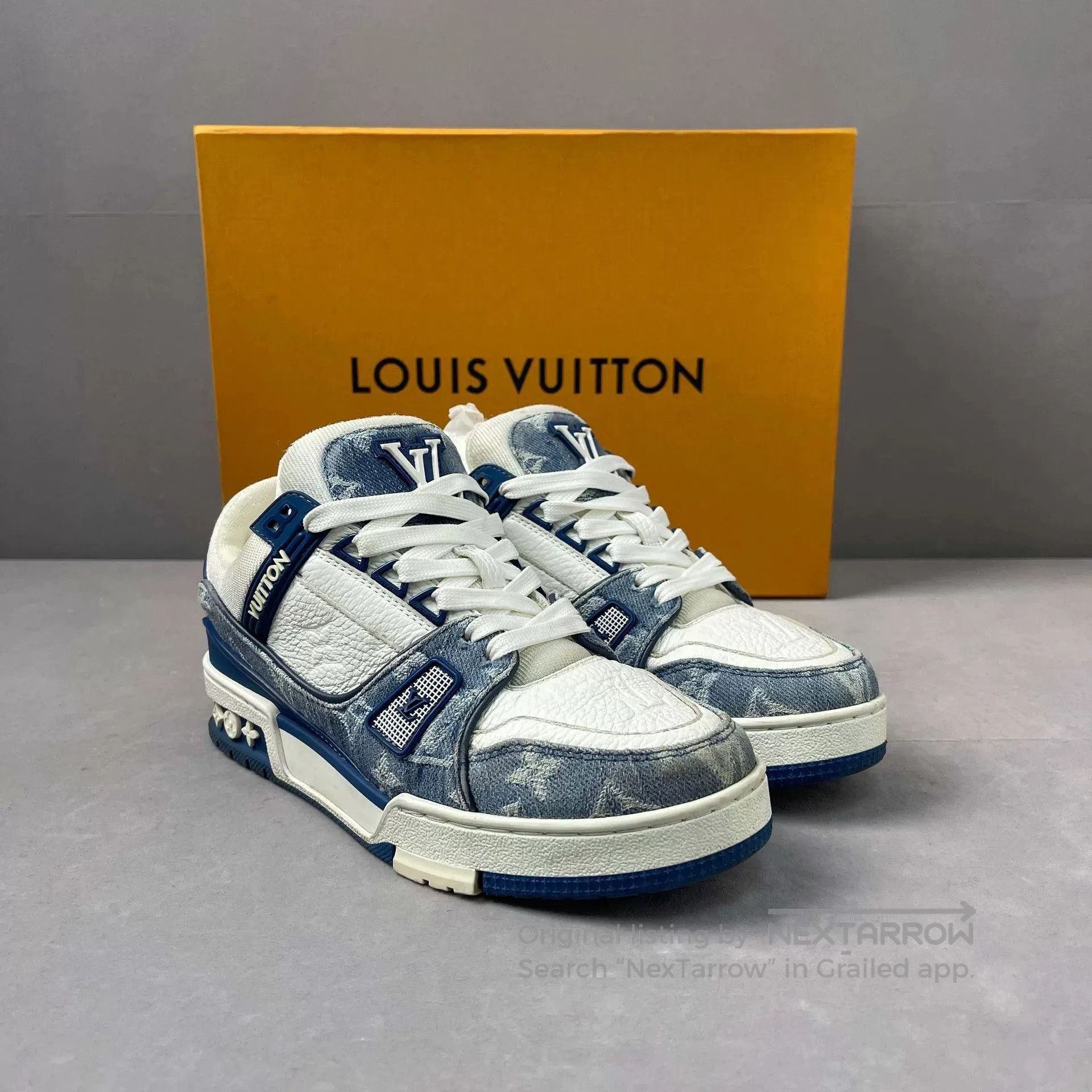 Louis Vuitton Louis Vuitton LV Trainer White Blue. Size US 5.5 / IT 35.5 - 3 Thumbnail