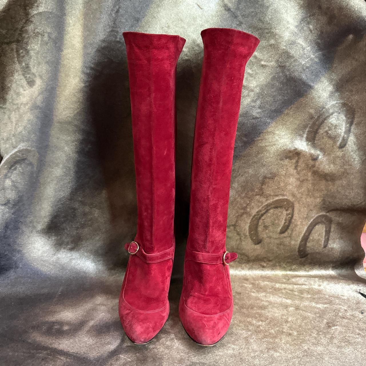 Chloe × Karl Lagerfeld × Vintage Vintage Chloe 70s red suede leather below the knee boots 38 Size US 8 / IT 38 - 5 Thumbnail
