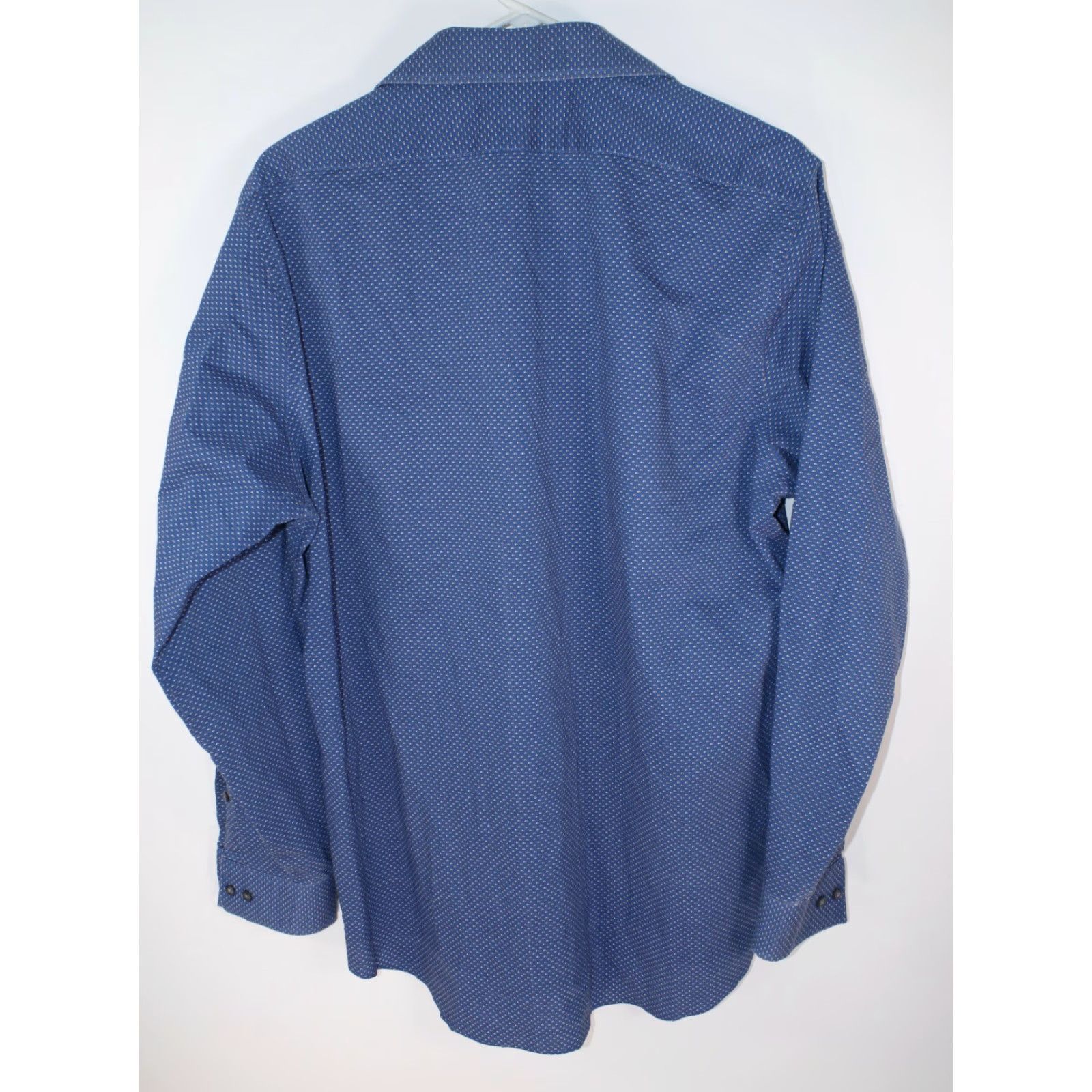Van Heusen VAN HEUSEN Button-Up Shirt Geo Dots Reg Fit Stretch Men 16 L Blue Casual Polka Dot Long Sleeve Button-Up Shirt Size US L / EU 52-54 / 3 - 3 Thumbnail