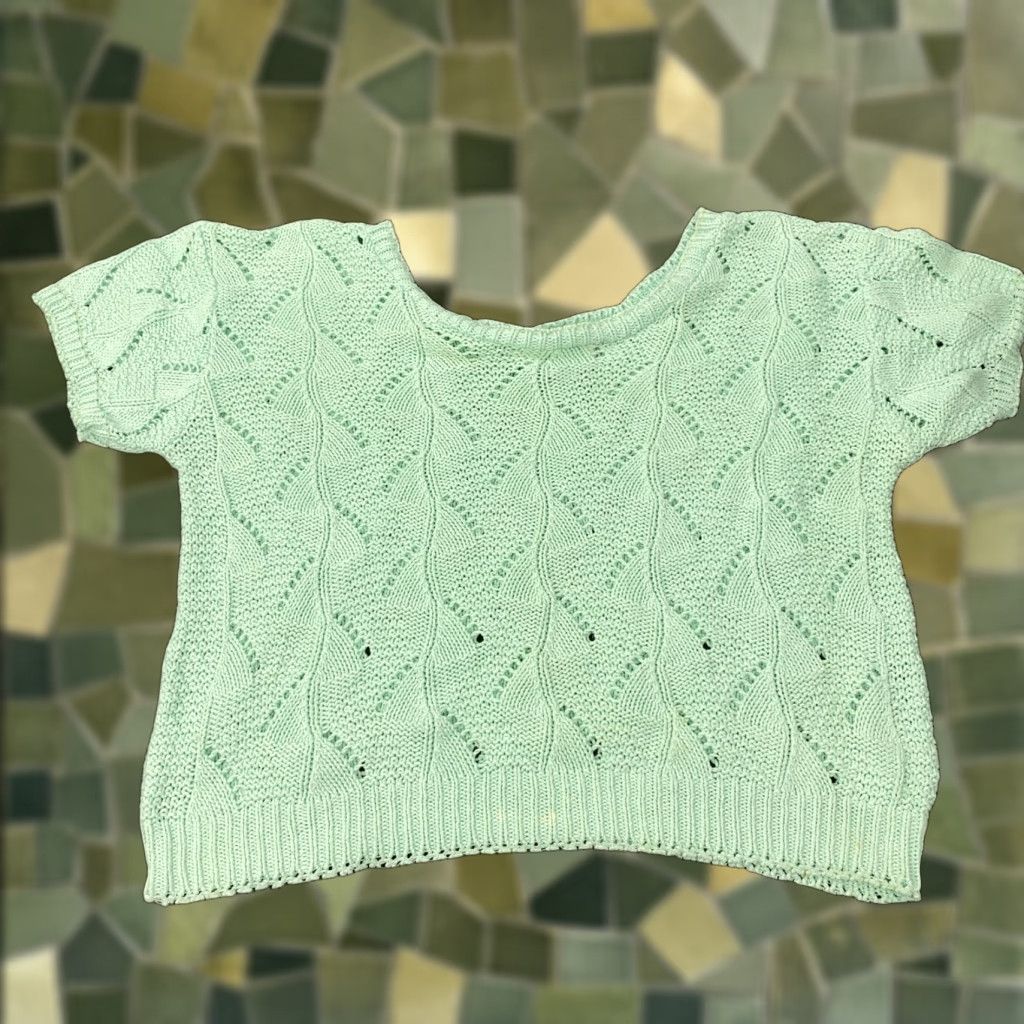 Vintage VINTAGE Across America Knit Sweater Womens Medium Green Open Knit 80s Geometric Pullover Size M / US 6-8 / IT 42-44 - 1 Thumbnail