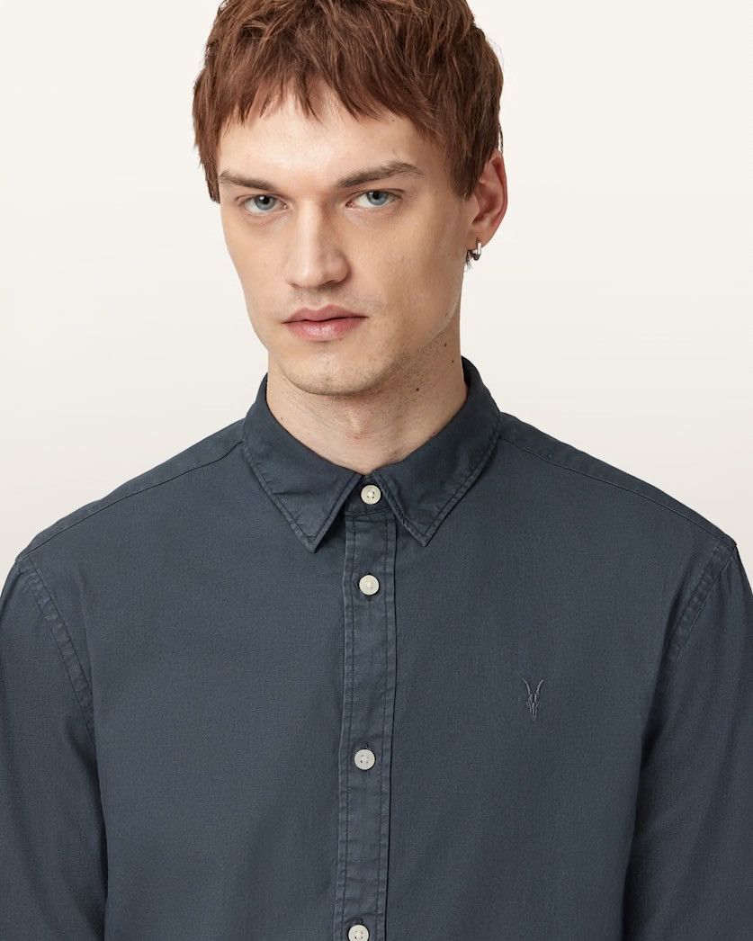 Allsaints AllSaints Mens Dark Grey Faded Long Sleeve Button Up Shirt Size US S / EU 44-46 / 1 - 4 Thumbnail