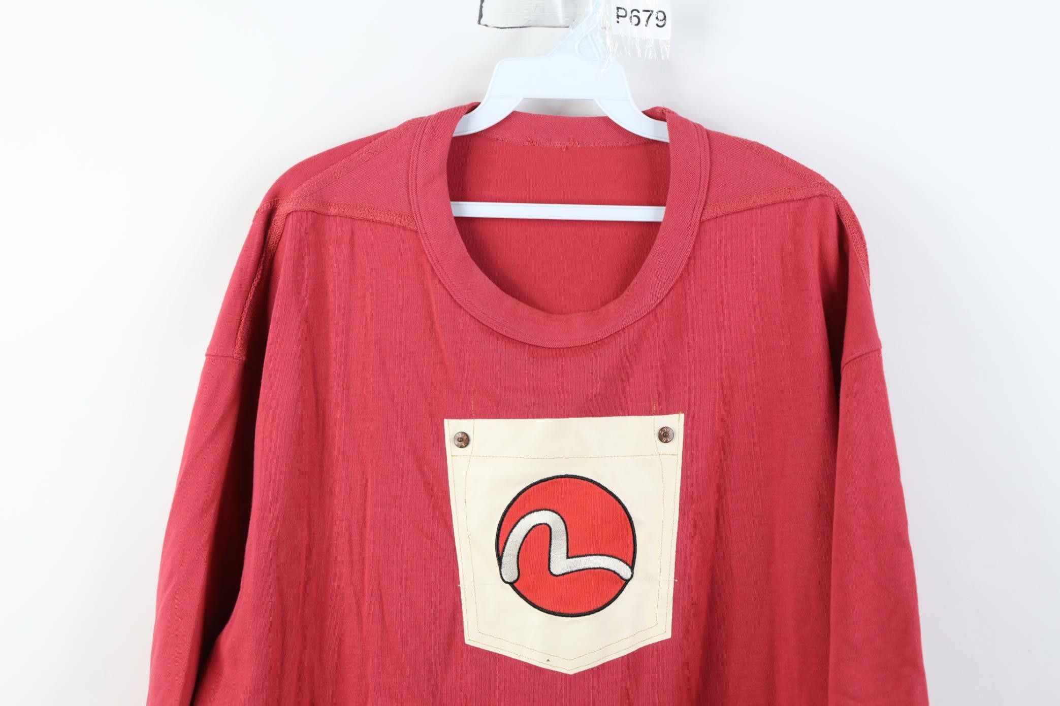 Evisu Vintage 90s EVISU Jeans Pocket Short Sleeve T-Shirt Red Size US XL / EU 56 / 4 - 2 Thumbnail