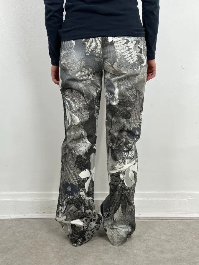 Roberto Cavalli Just Cavalli Black & White Floral Printed Pants Size 26" / US 2 / IT 38 - 4 Thumbnail