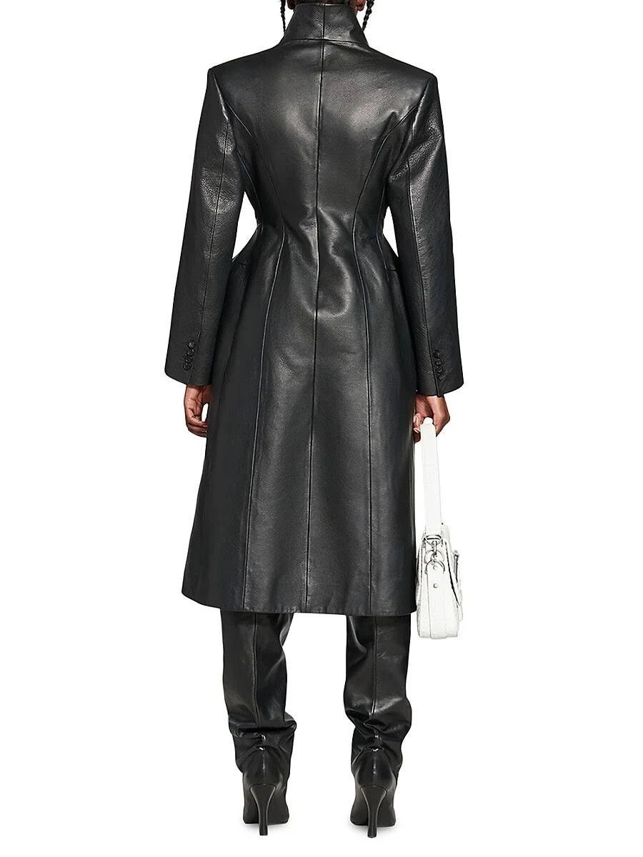 Balenciaga o1bcso1str1124 Flare Hourglass Coat in Black Size L / US 10 / IT 46 - 7 Thumbnail