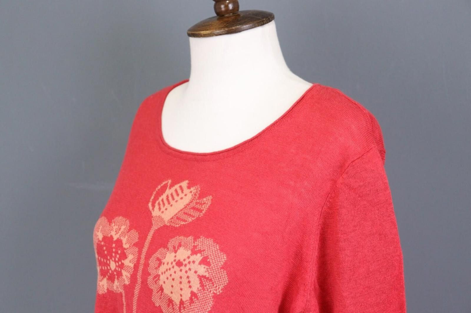 Designer Gudrun Sjoden Red Floral Midi Tunic Sweater Dress Size M Size M / US 6-8 / IT 42-44 - 7 Thumbnail
