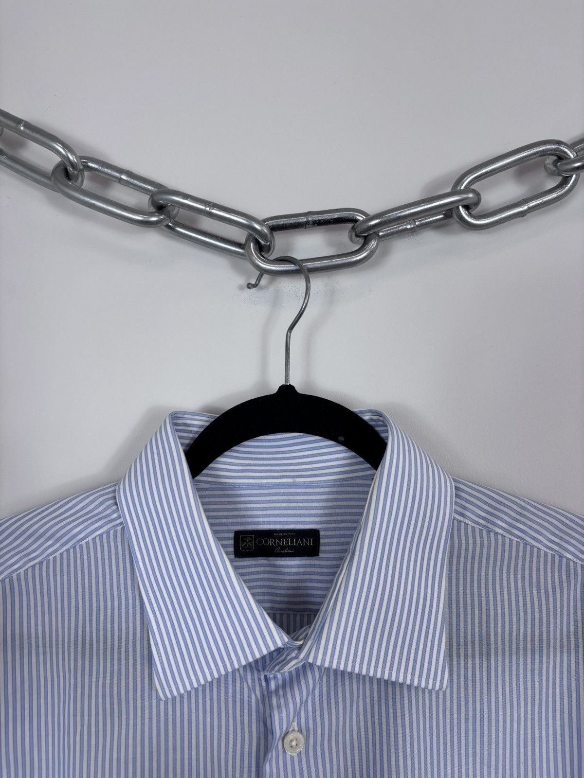 Corneliani Corneliani Men’s Light Blue Striped Button Up Dress Shirt Size US XL / EU 56 / 4 - 3 Thumbnail