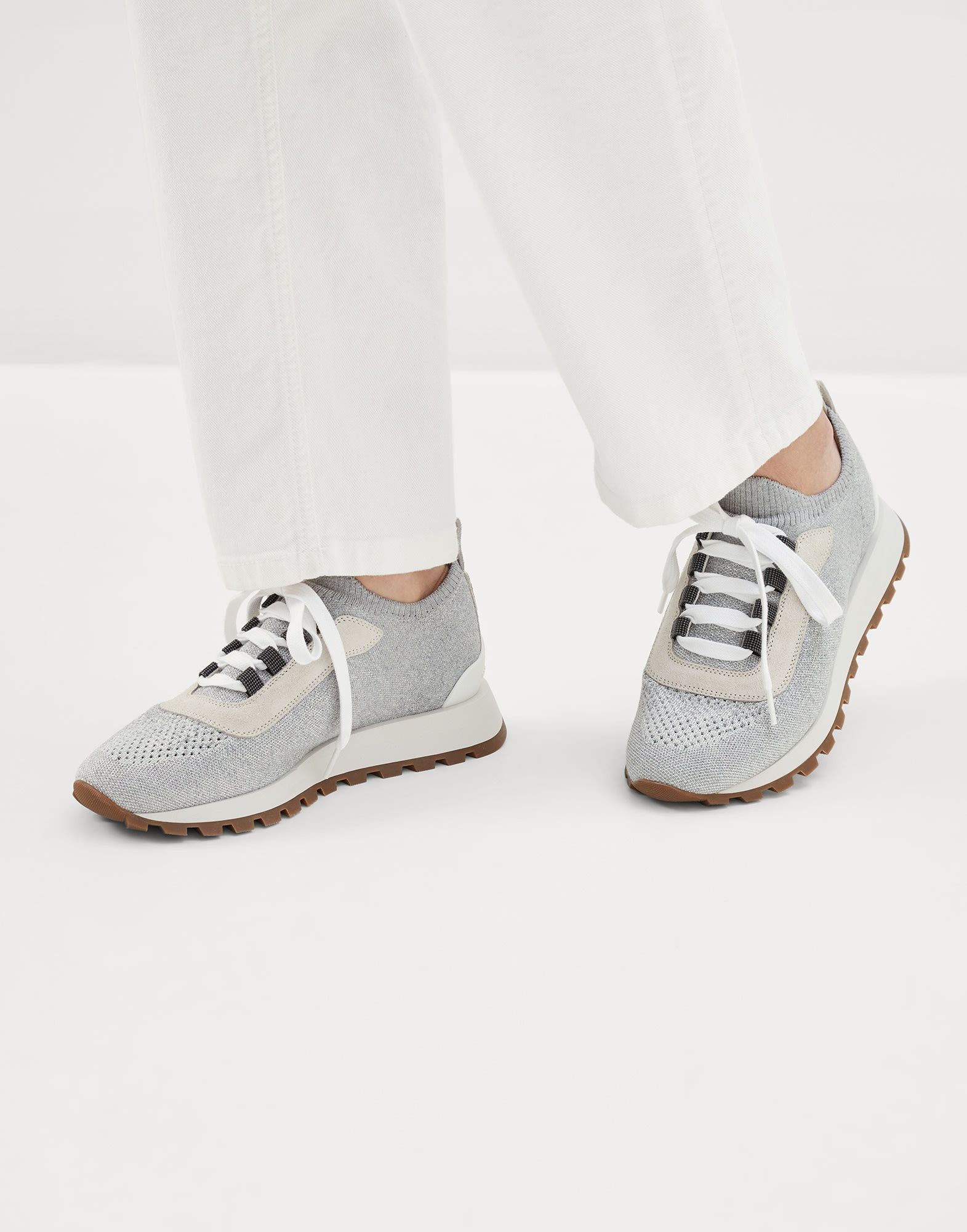 Brunello Cucinelli o1la1rc1a1025 Low-Top Sneakers in Grey/White Size US 11 / IT 41 - 4 Thumbnail