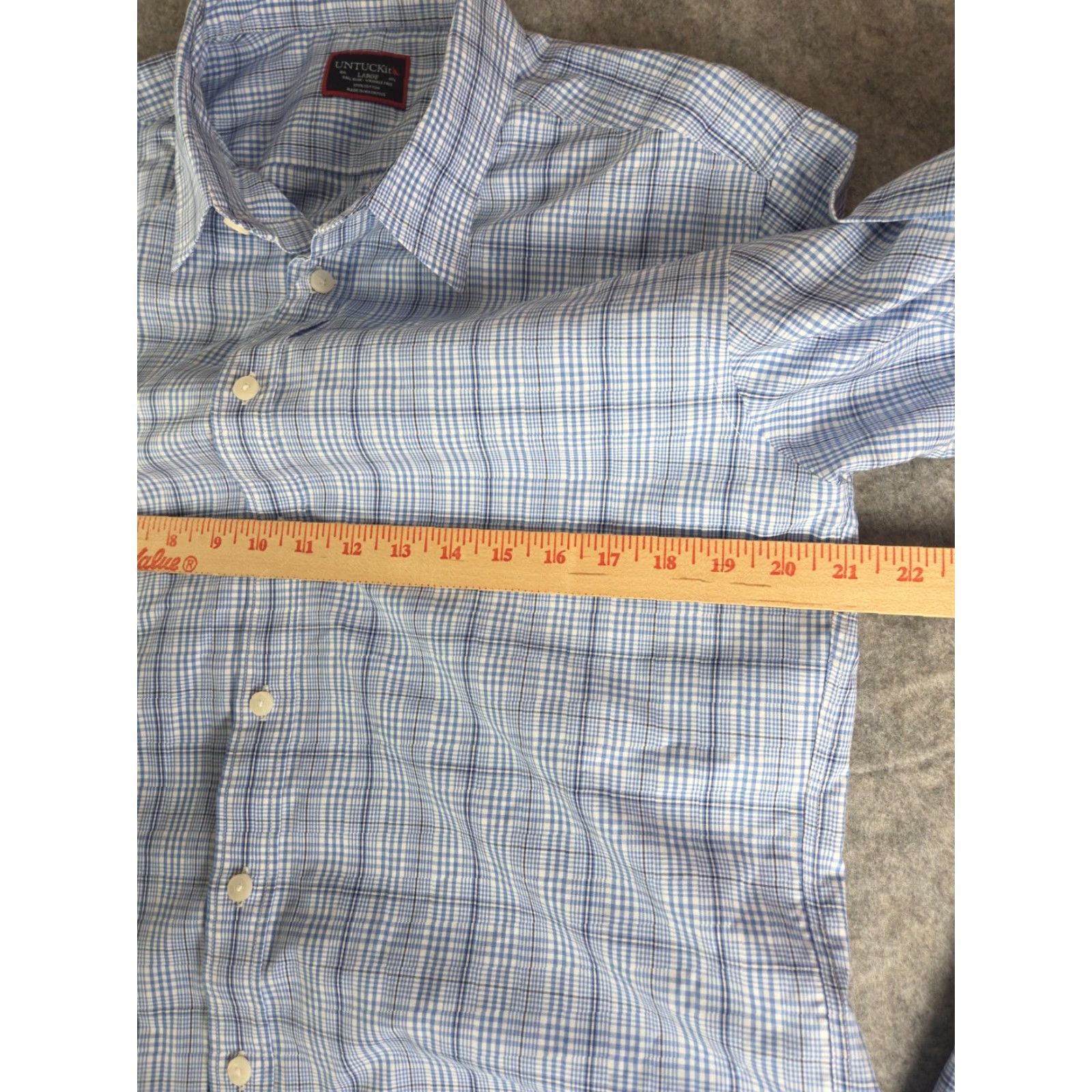 UNTUCKit UNTUCKit Shirt Men L Slim Fit Blue Plaid Button-Up Long Sleeve Size US L / EU 52-54 / 3 - 6 Thumbnail