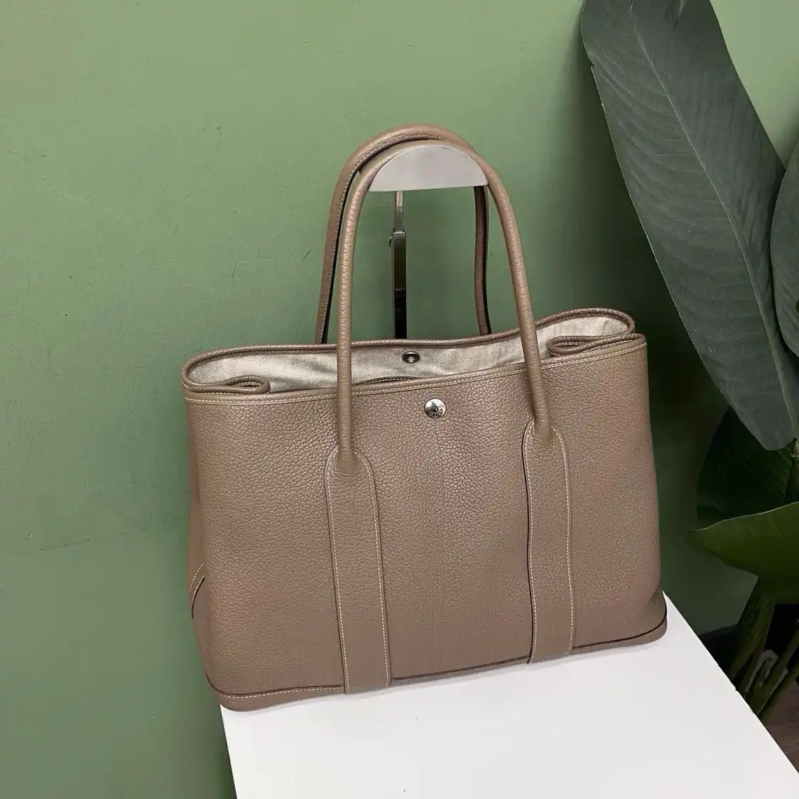 Hermes Hermes Garden Party 36 Etoupe Clemence cowhide leather Garden Party handbag silv Size ONE SIZE - 1 Thumbnail