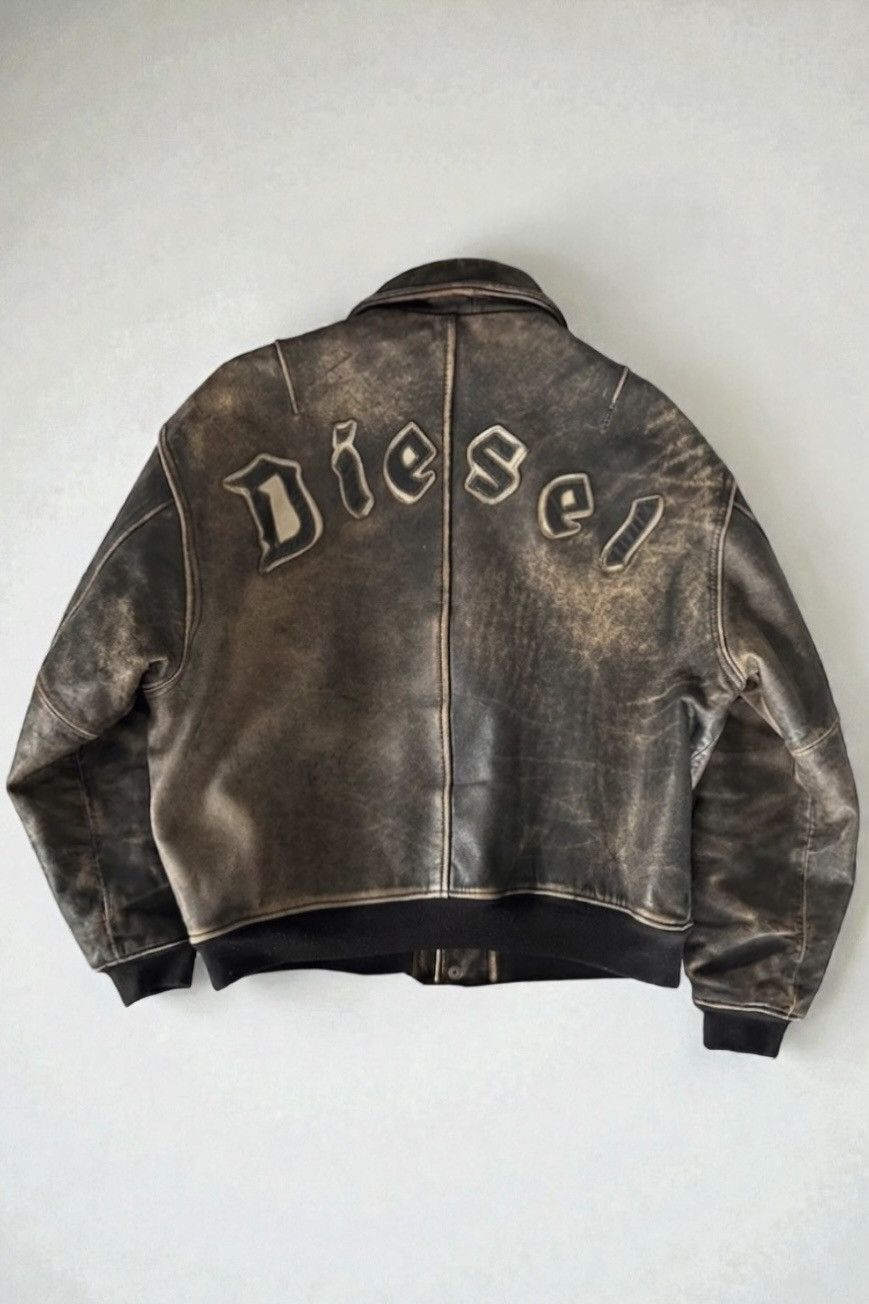 Diesel Vintage Rare Diesel Y2K Leather Bomber Jacket 80s