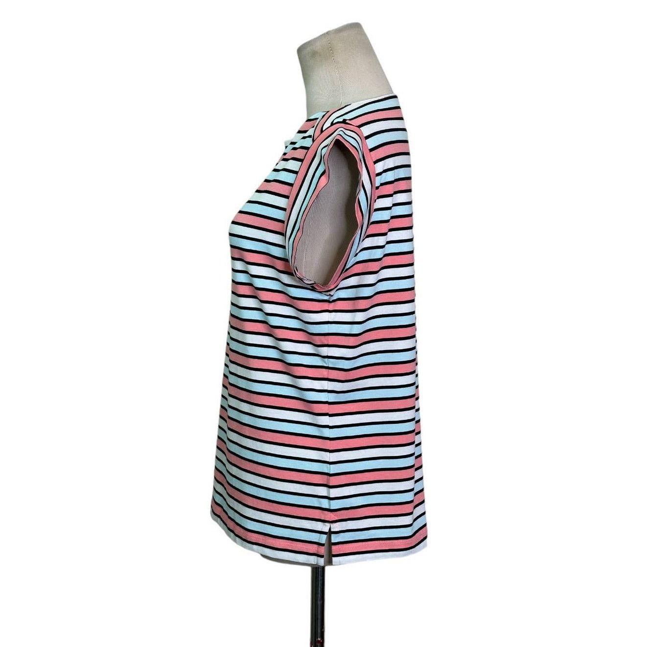 Anne Klein Anne Klein pink blue stripes short sleeves top size Small Size S / US 4 / IT 40 - 7 Thumbnail
