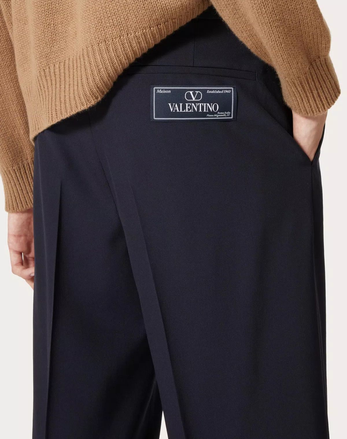 Valentino oc11z0725 Wool Trousers With Maison Valentino in Navy Blue Size US 38 / EU 54 - 5 Thumbnail