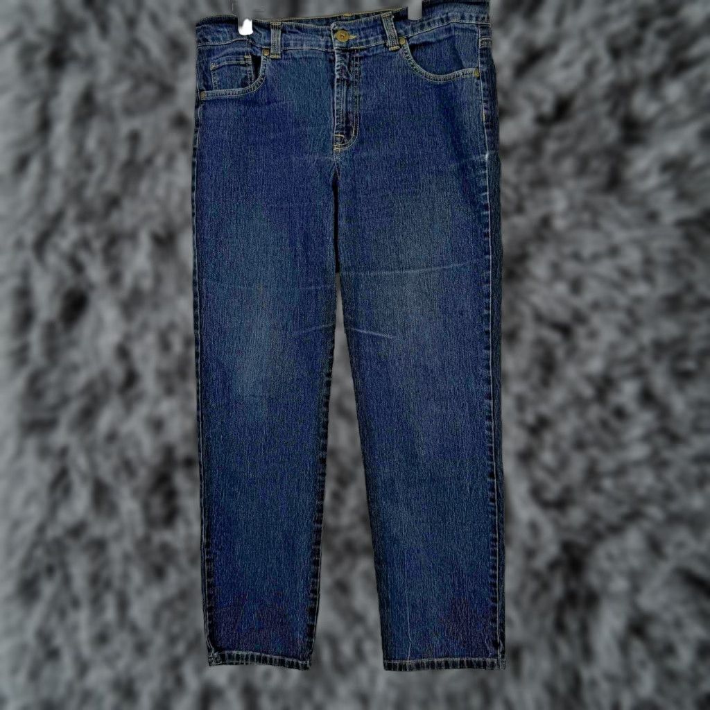 Vintage Relativity Jeans Women's 35 X 28 Blue Denim Stretch Straight Leg High Rise Pockets Slim Comfortable Jeans Size 24" / US 00 / IT 34 - 1 Thumbnail