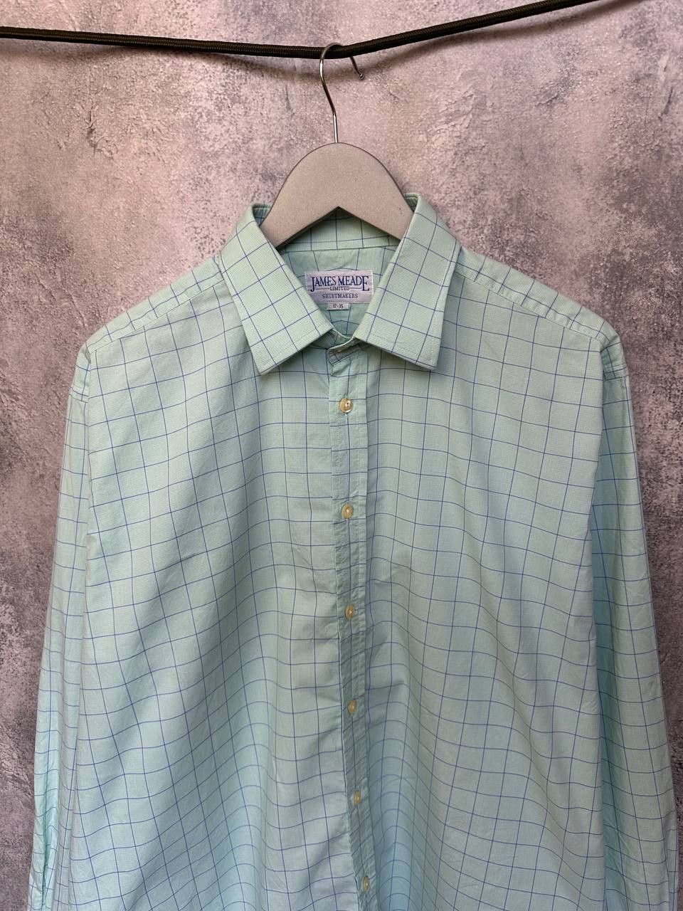 Other James Meade Plaid Dress Shirt Button Up Long Sleeve Mentol Size US XL / EU 56 / 4 - 5 Thumbnail