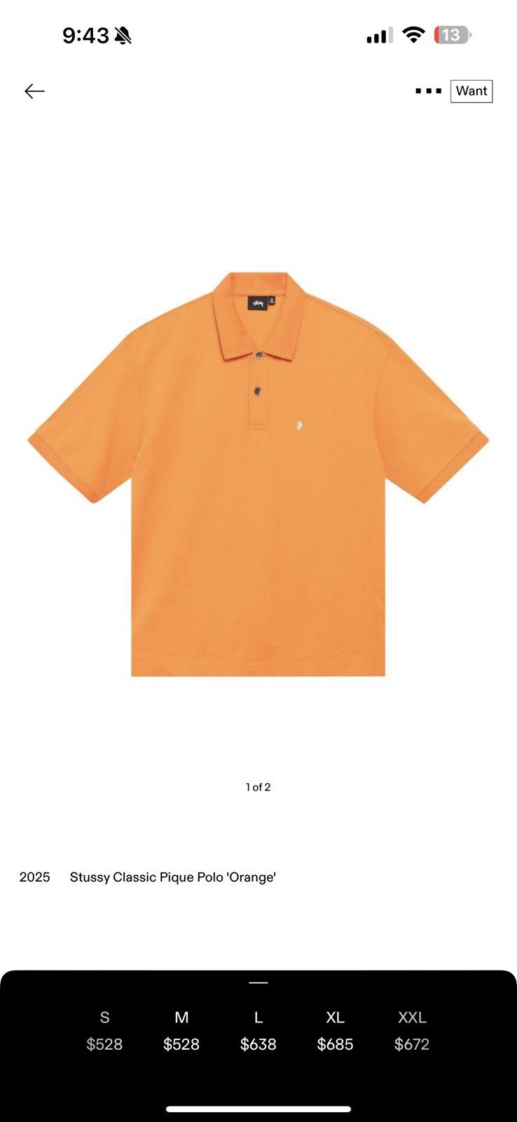 Nike Stussy Polo Orange Size US S / EU 44-46 / 1 - 1 Thumbnail