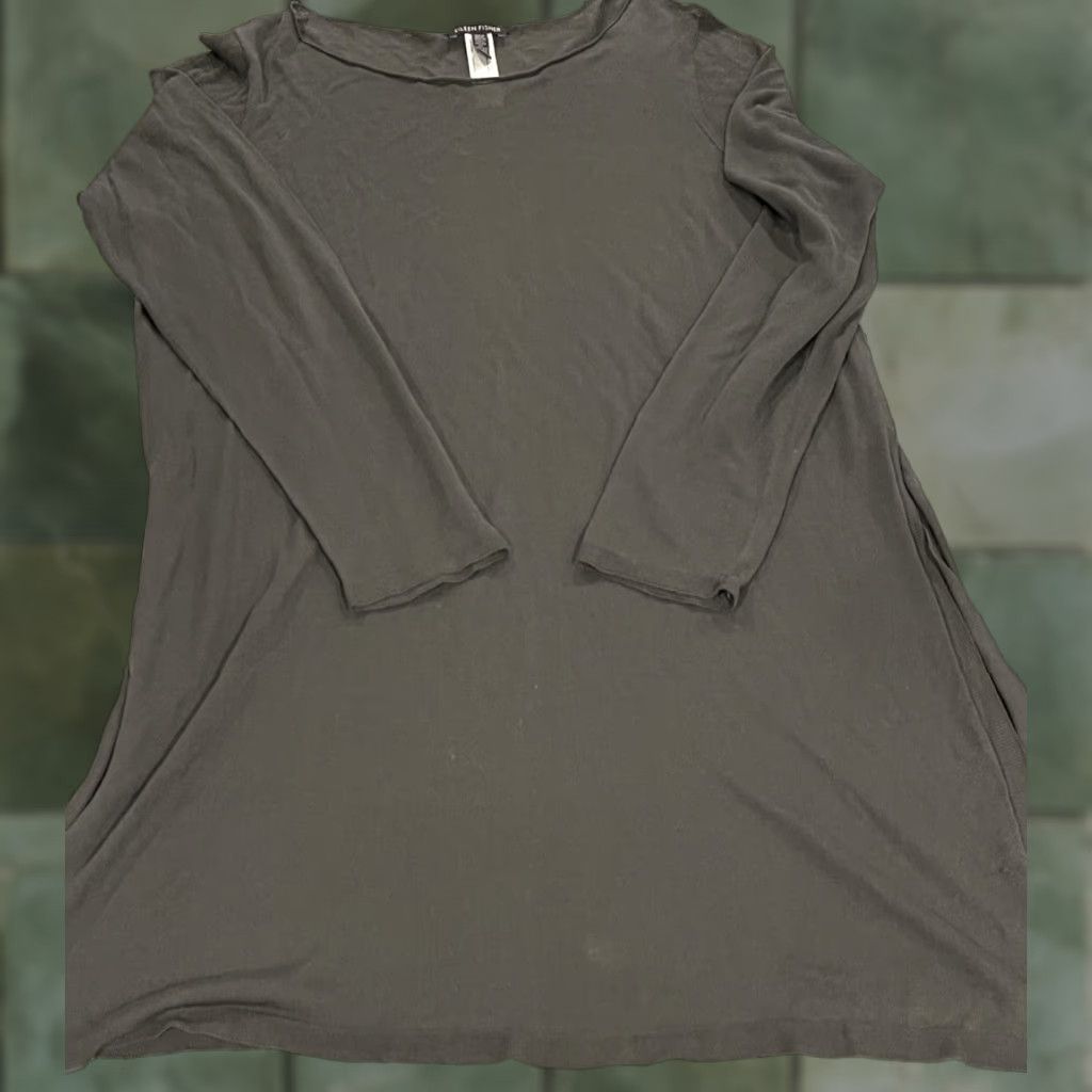 Eileen Fisher 100% Tencel Lyocell Knit dress Women's XL Gray Long Sleeve