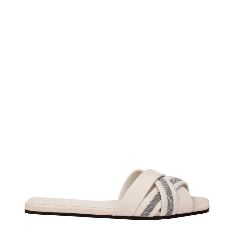 ob1o1e1024 Leather Slippers in Beige