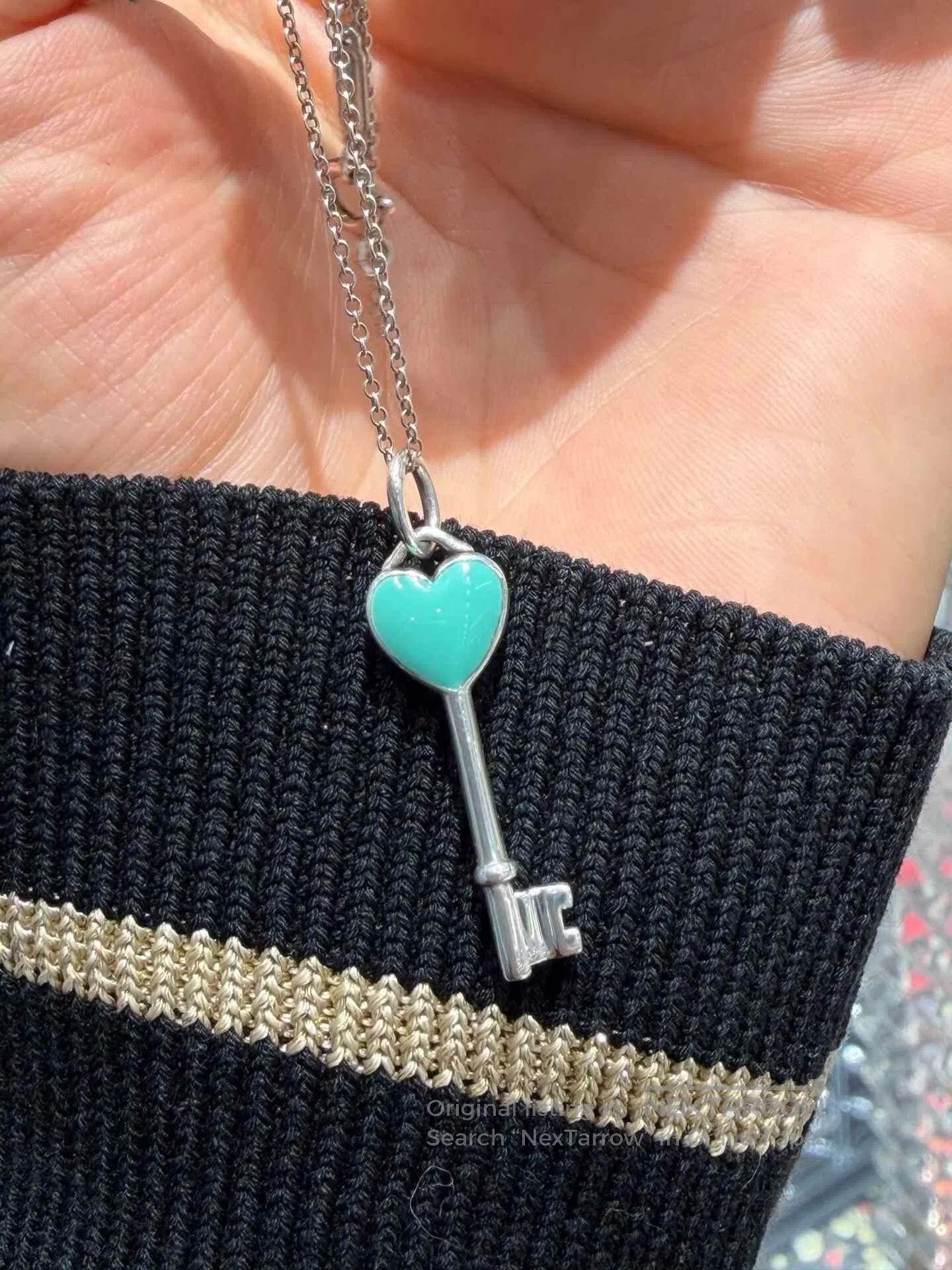 Tiffany & Co. Tiffany 925 Silver Blue Enamel Key Necklace. Size ONE SIZE - 1 Thumbnail