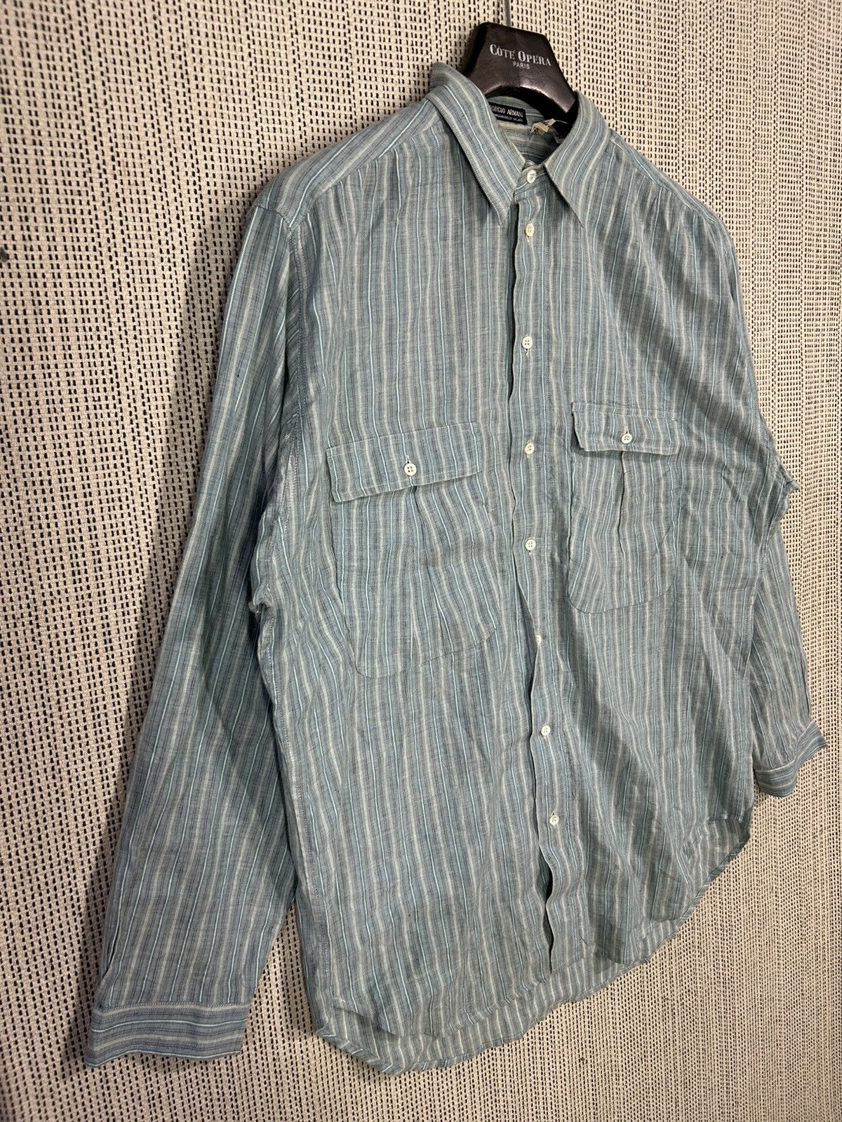 Giorgio Armani Vtg 80s giorgio armani italy made multicolor striped linen Size US XL / EU 56 / 4 - 8 Thumbnail