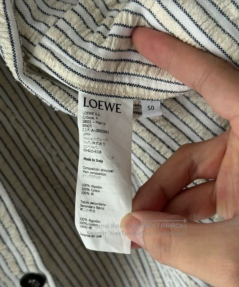 Loewe Loewe Striped Patch Leather Shirt with Leather Pockets Size US XXS / EU 40 - 4 Thumbnail