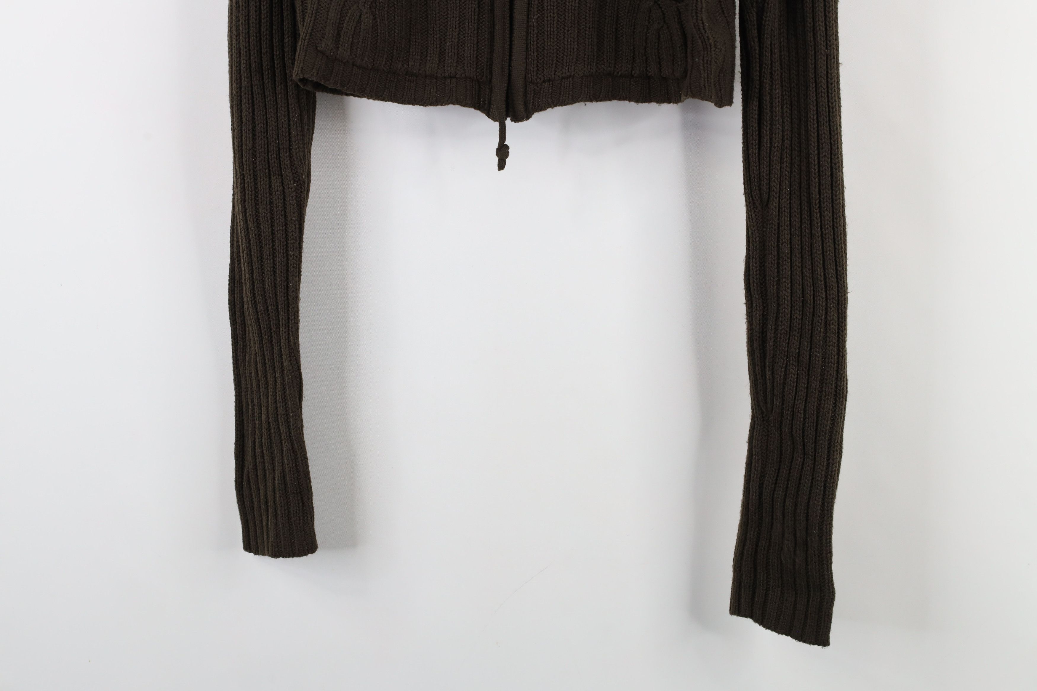 Vintage Vintage 90s Y2K Babydoll Ribbed Knit Hoodie Sweater Brown Size S / US 4 / IT 40 - 3 Thumbnail