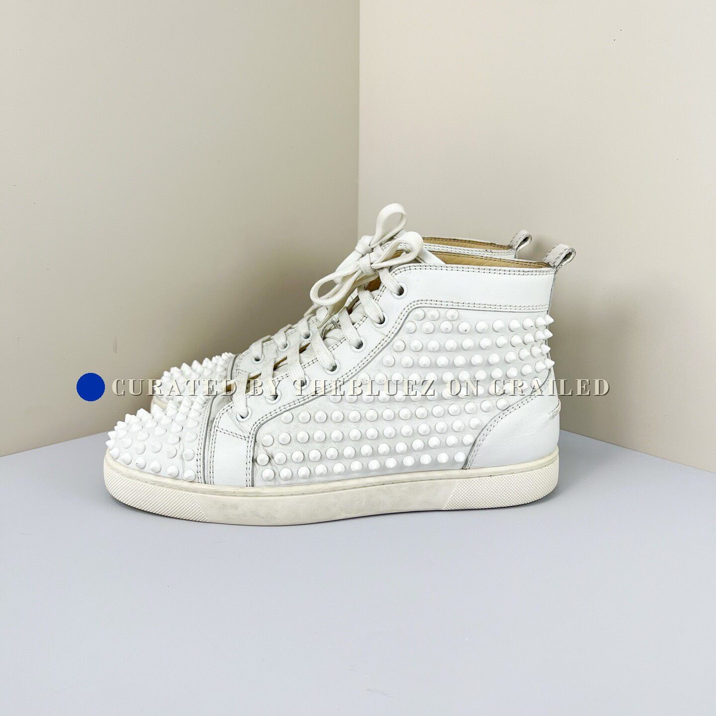 Christian Louboutin Christian Louboutin White Studded High-Top Size US 7 / EU 40 - 1 Thumbnail