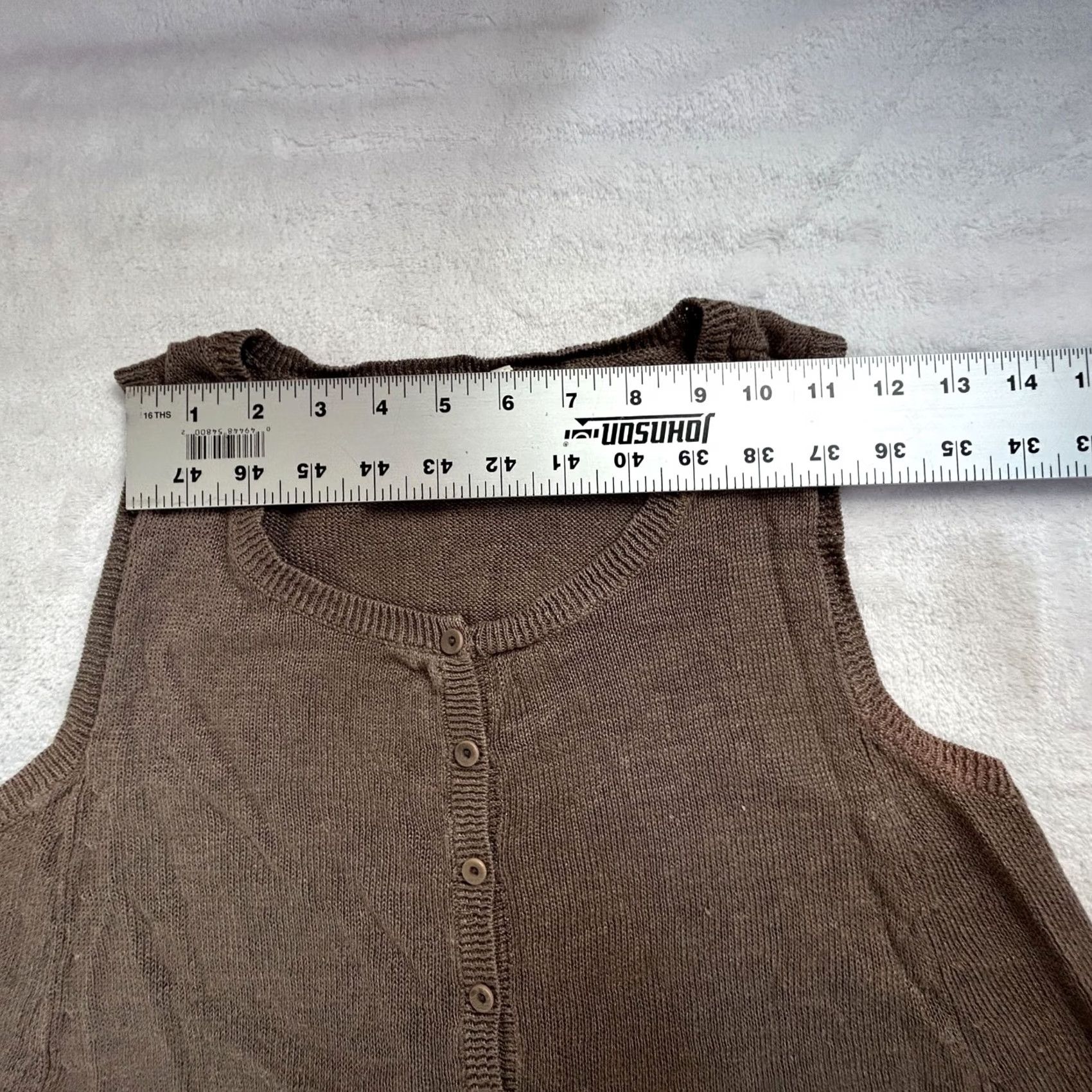 Eileen Fisher Eileen Fisher Womens Linen Knit Button-Up Sweater Vest Medium Brown Lightweight Size M / US 6-8 / IT 42-44 - 5 Thumbnail