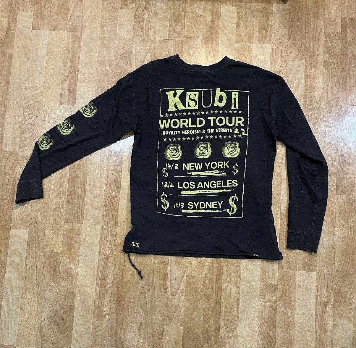 image of Ksubi World Tour Long Sleeve Shirt in Grey, Men's (Size Small)
