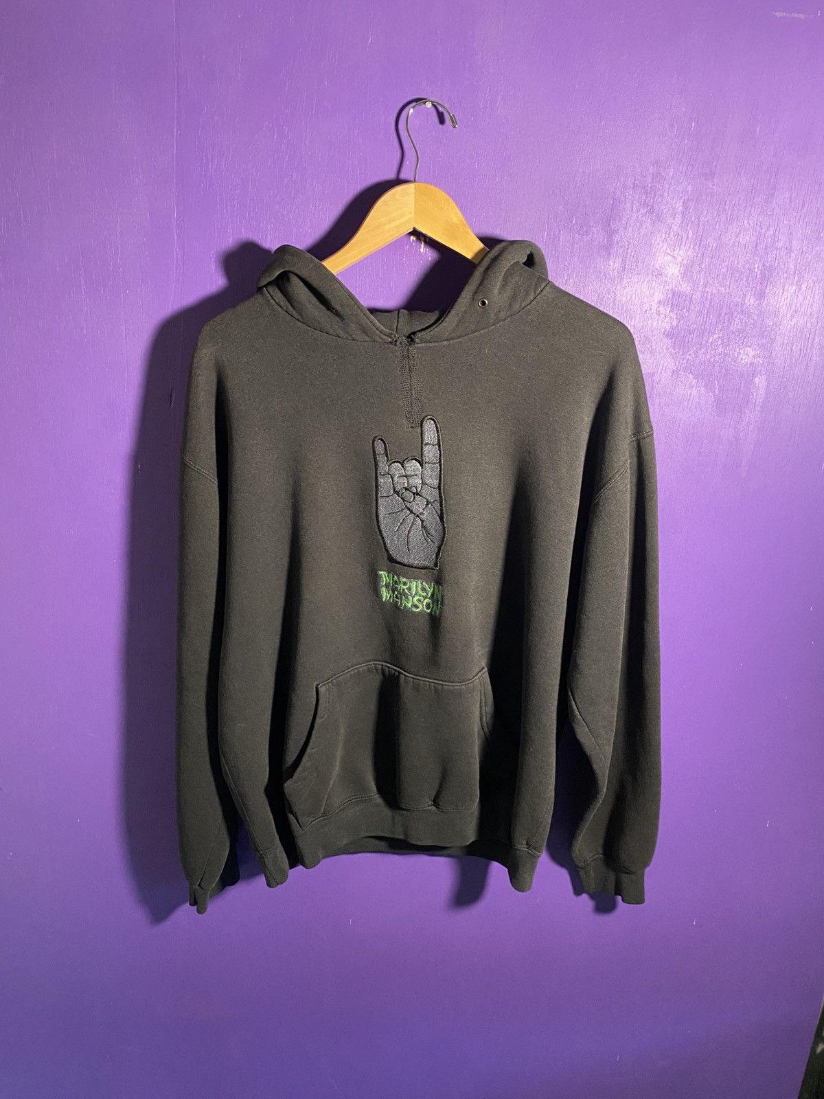 Band Tees Vintage 90s Marilyn Manson embroidered hoodie Size US XL / EU 56 / 4 - 1 Thumbnail