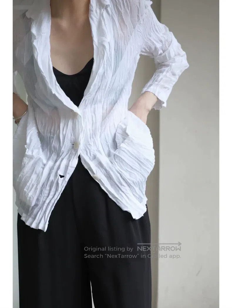 Issey Miyake Issey Miyake White Pleated Shirt Size M / US 6-8 / IT 42-44 - 1 Thumbnail