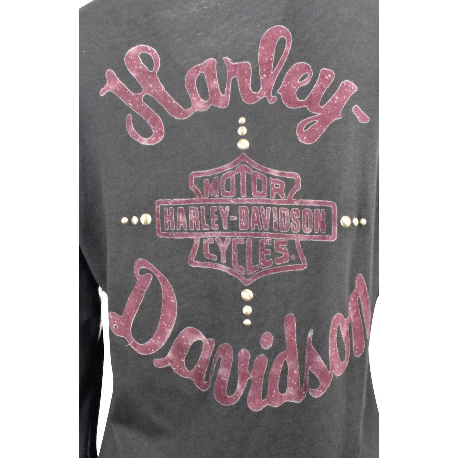 Harley Davidson Harley-Davidson Women's T-Shirt Henley V-Neck 3 Button Grey Cotton Long Sleeve - Mens? Size M / US 6-8 / IT 42-44 - 6 Thumbnail