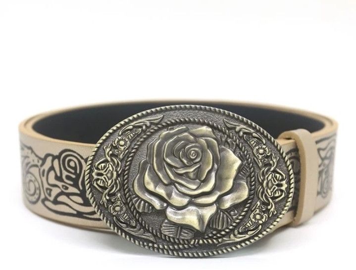 Japanese Brand × Vintage Rose Buckle Belt Size 30 - 6 Thumbnail