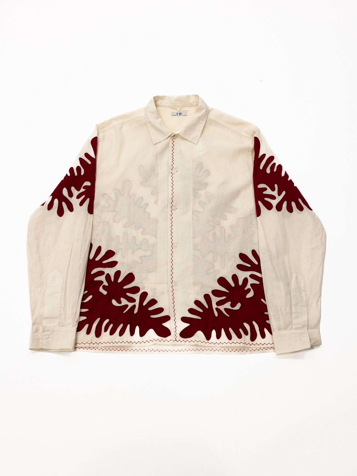 image of Bode Cream Floral Button Up Shirt in Beige, Men's (Size XL)