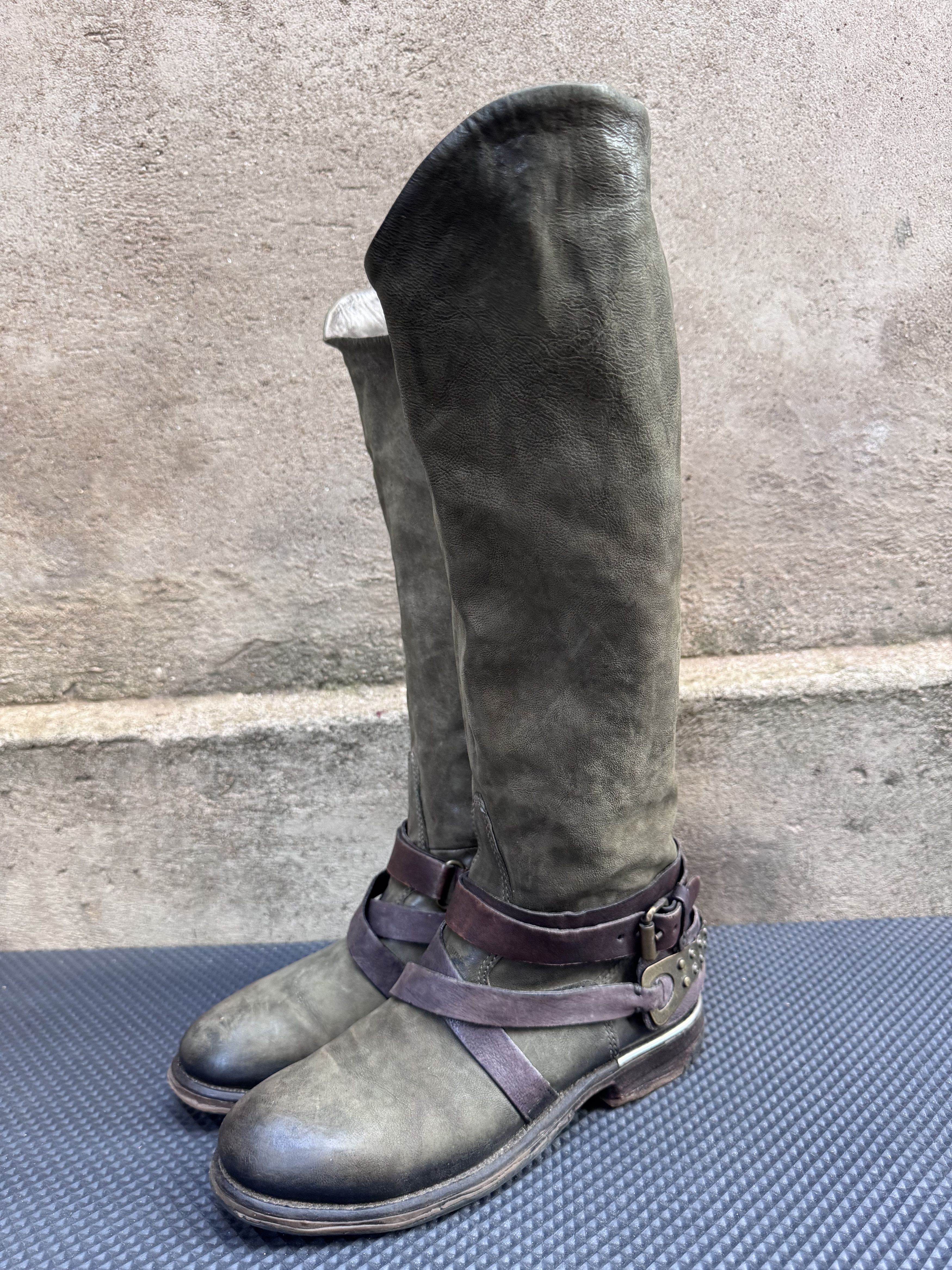 A.S.98 Airstep A.S.98 Combat Buckle Tall High Boots Green Size US 7 / IT 37 - 1 Thumbnail