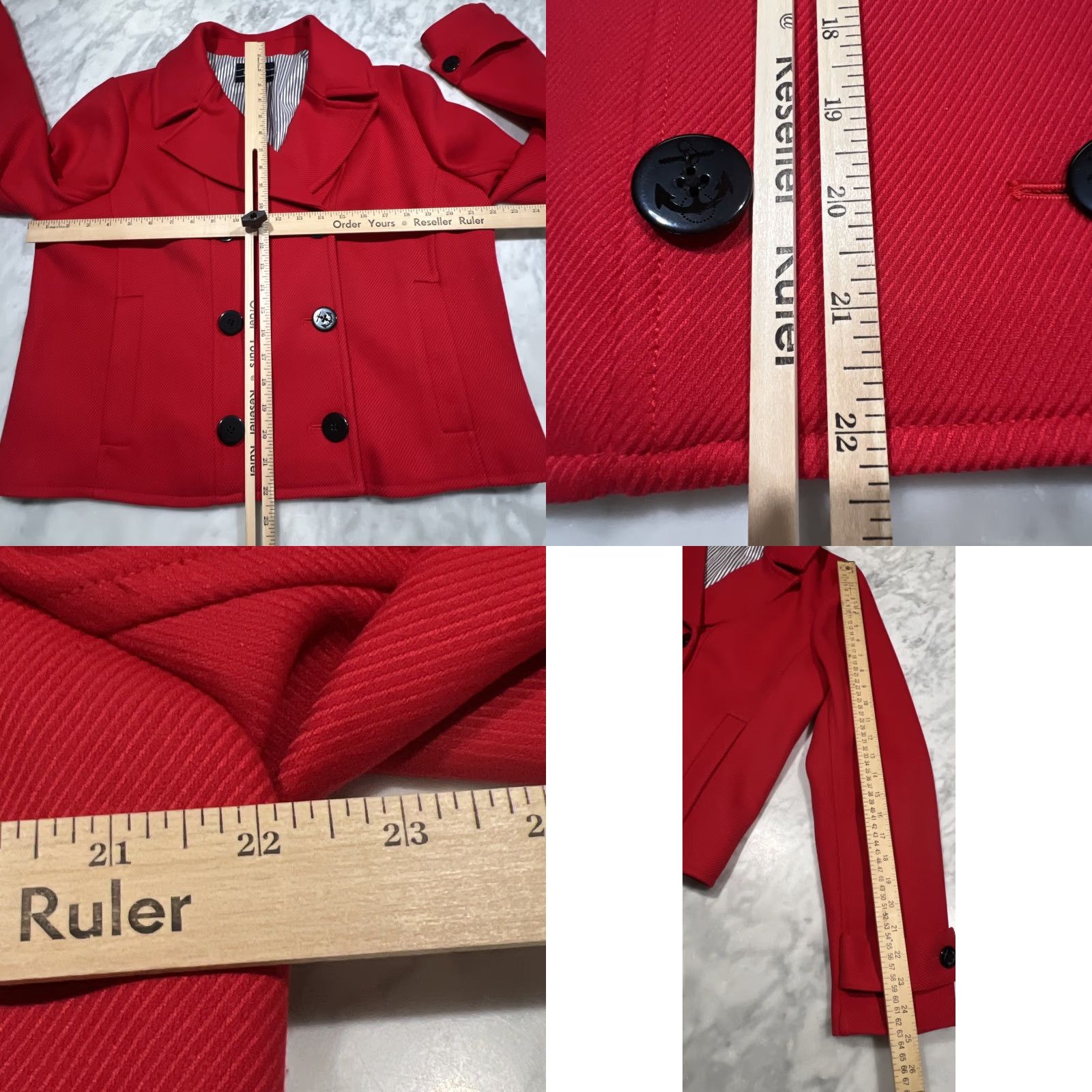 Lands' End VINTAGE Lands' End Red Double-Breasted Cropped Peacoat Womens 14 Jacket Nautical Lined Size XL / US 12-14 / IT 48-50 - 9 Thumbnail