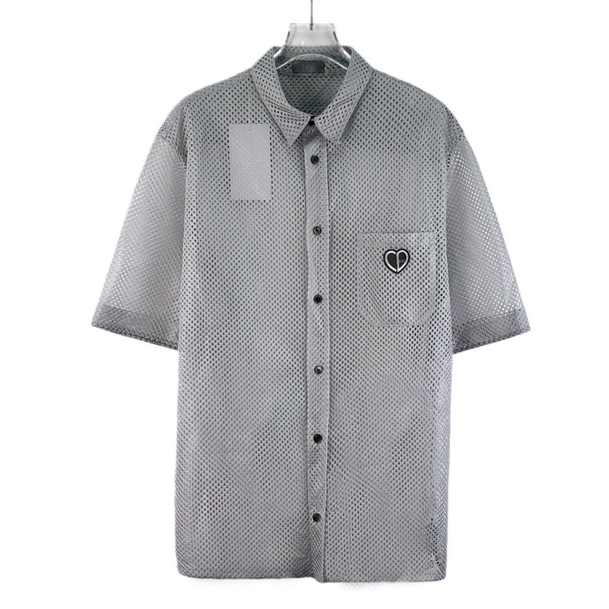 Dior Dior Grey CD Logo Mesh Hollow Out Short Sleeve Shirt K26WX Size S / US 4 / IT 40 - 1 Thumbnail