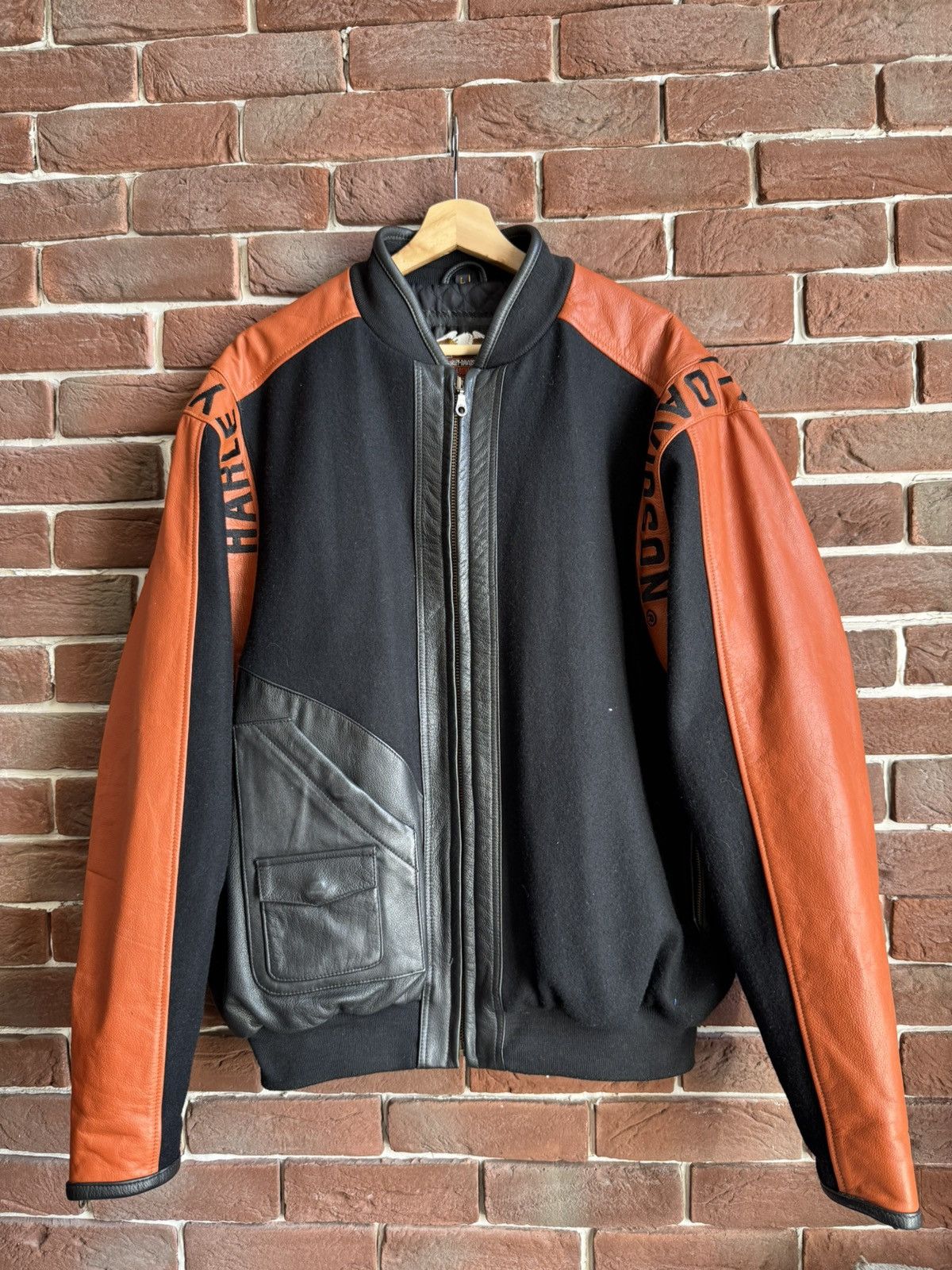 Harley Davidson Harley Davidson Vintage Wool Leather Jacket Biker Size US L / EU 52-54 / 3 - 2 Thumbnail